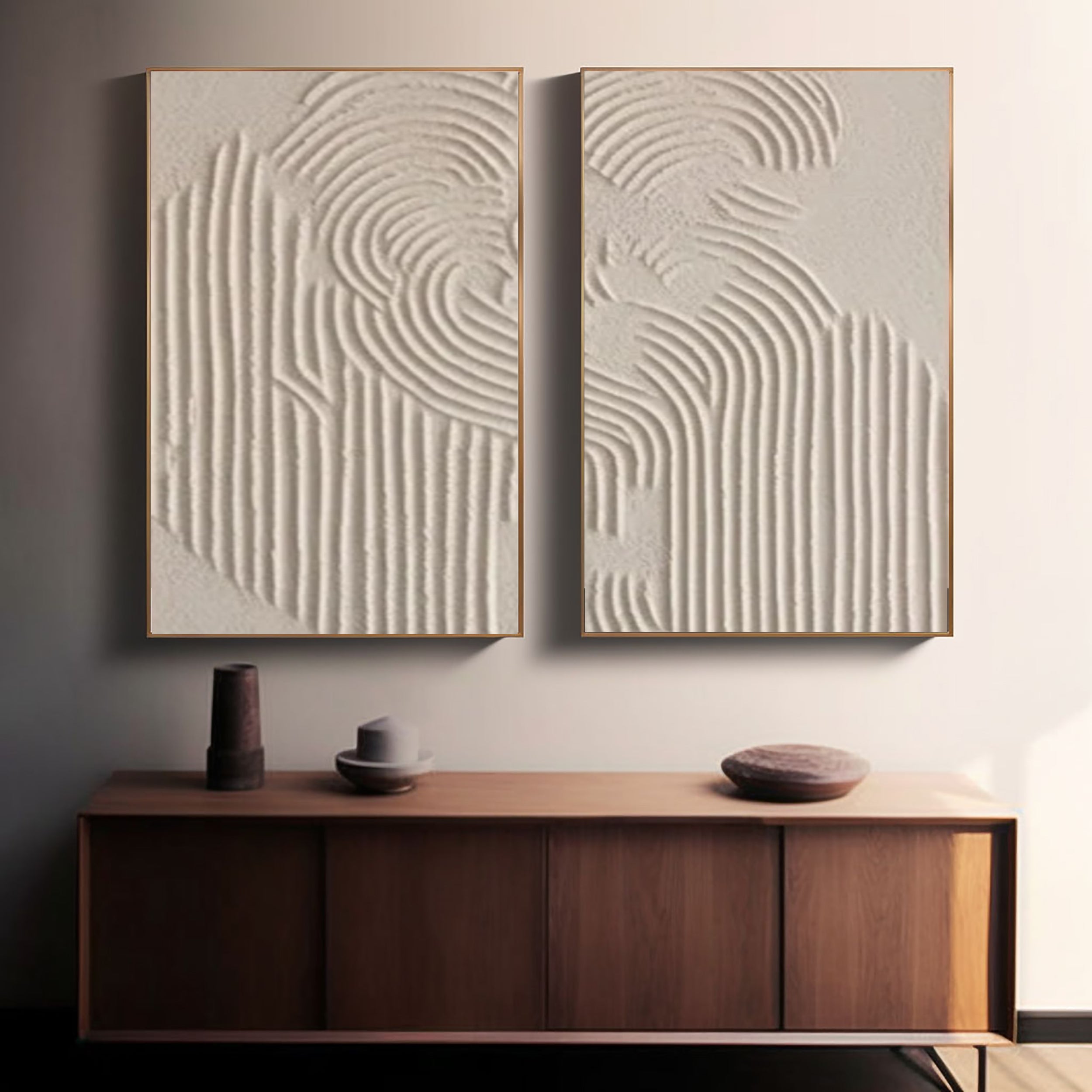 Minimalist Brown & Beige Art  Set of 2 #MB003