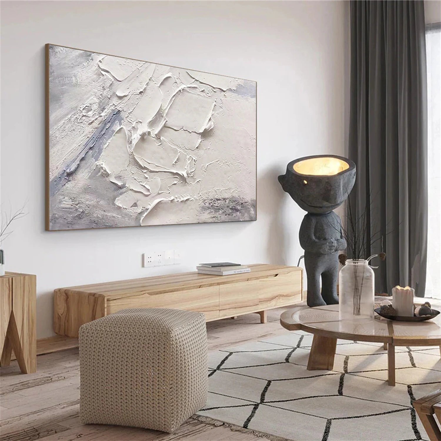 White Minimalistic Textured Art #MM232