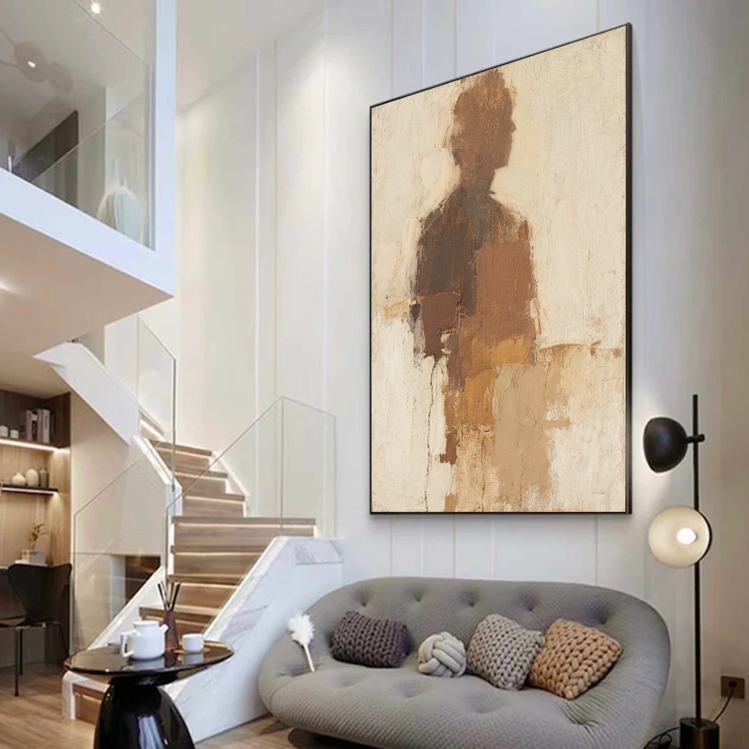 Beige and Brown Abstract Canvas Art #WS762