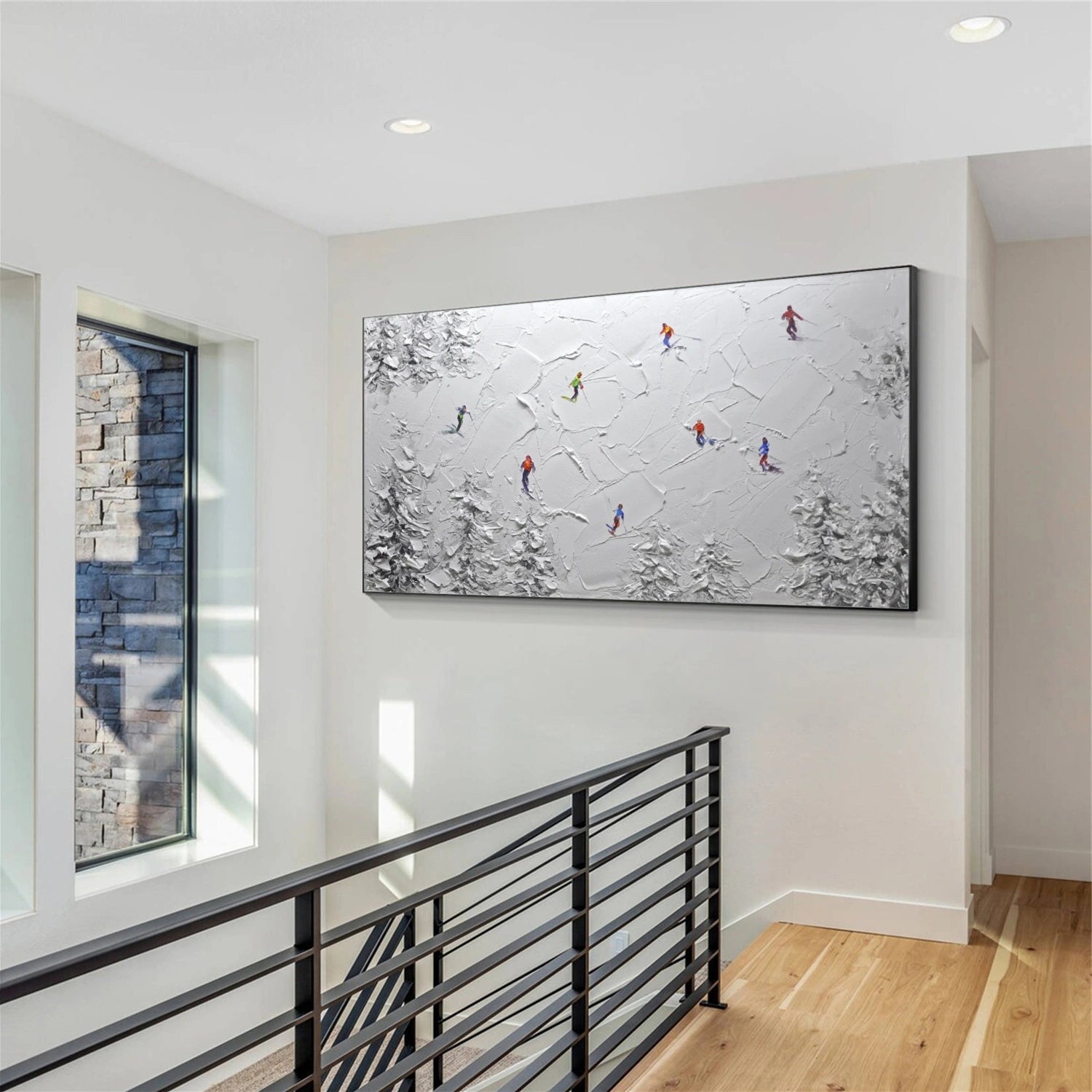 Skiing Sport Textured Wall Art #SA047