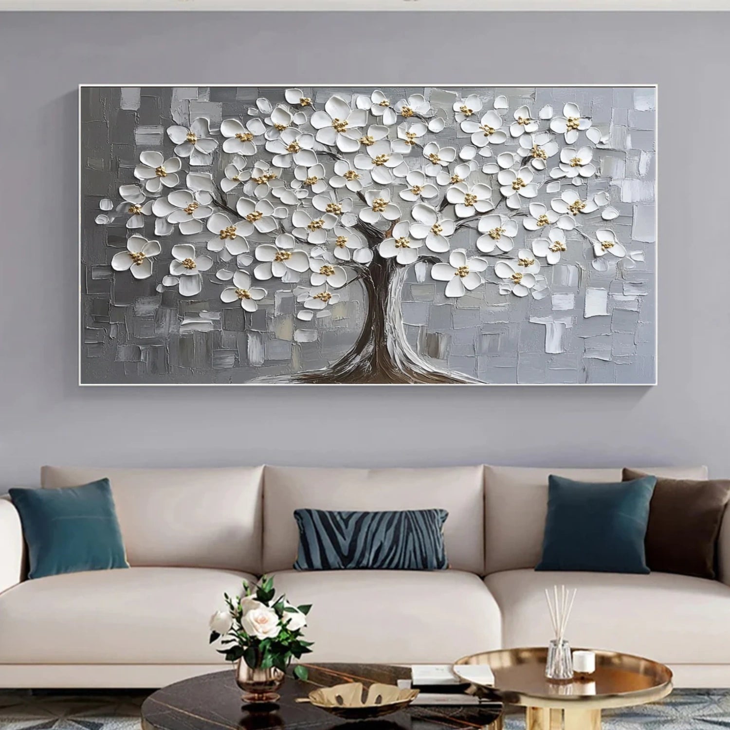 Flower & Tree Abstract Textured Wall Art #ML171