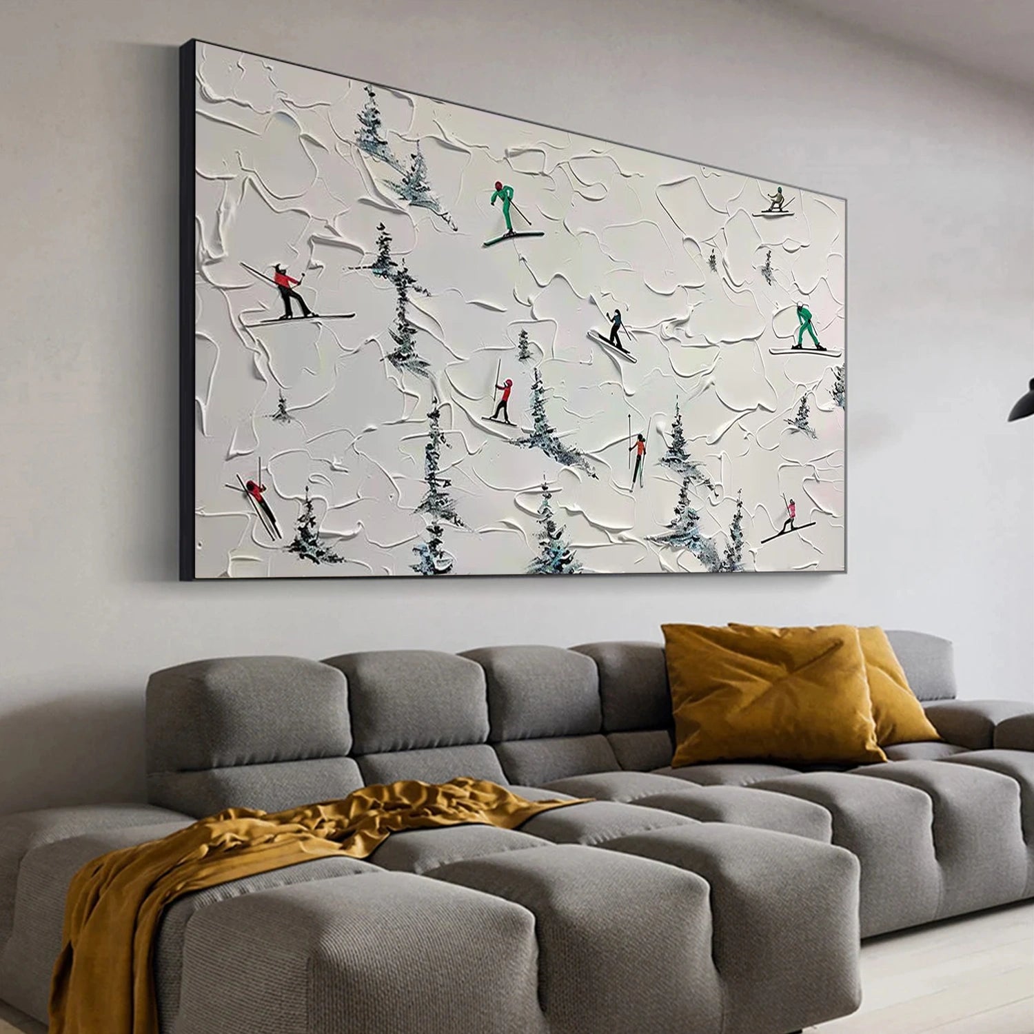 Skiing Sport Textured Wall Art #SA071