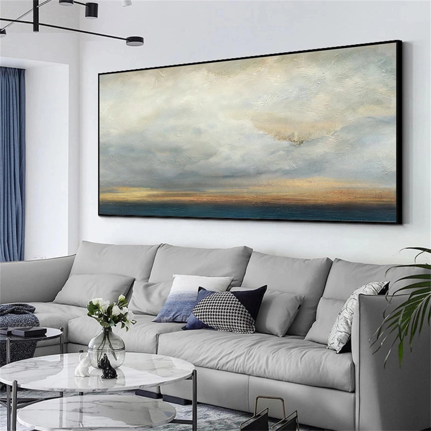 Blue and Gold Abstract Canvas Art #WS900