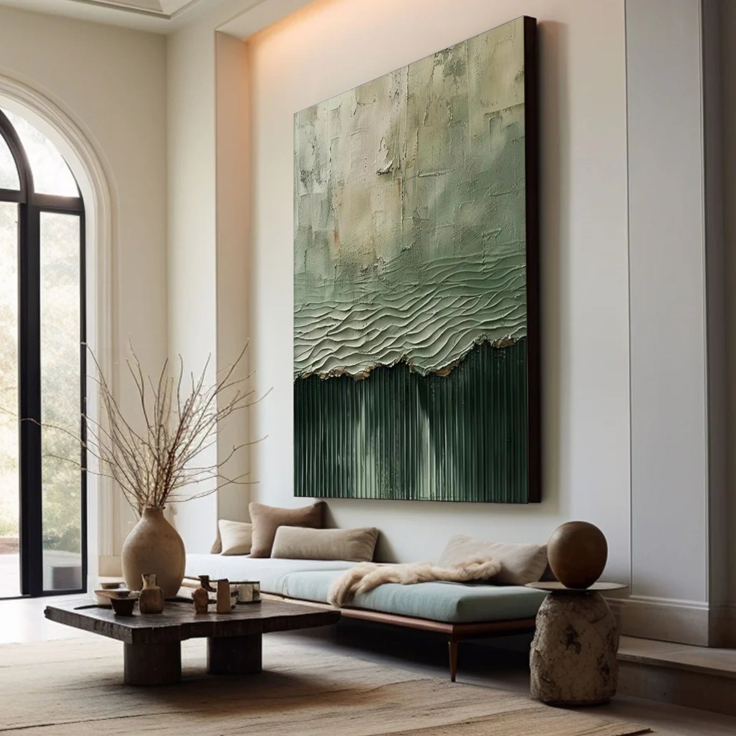 Green Minimalist Textured Canvas Art #MM272