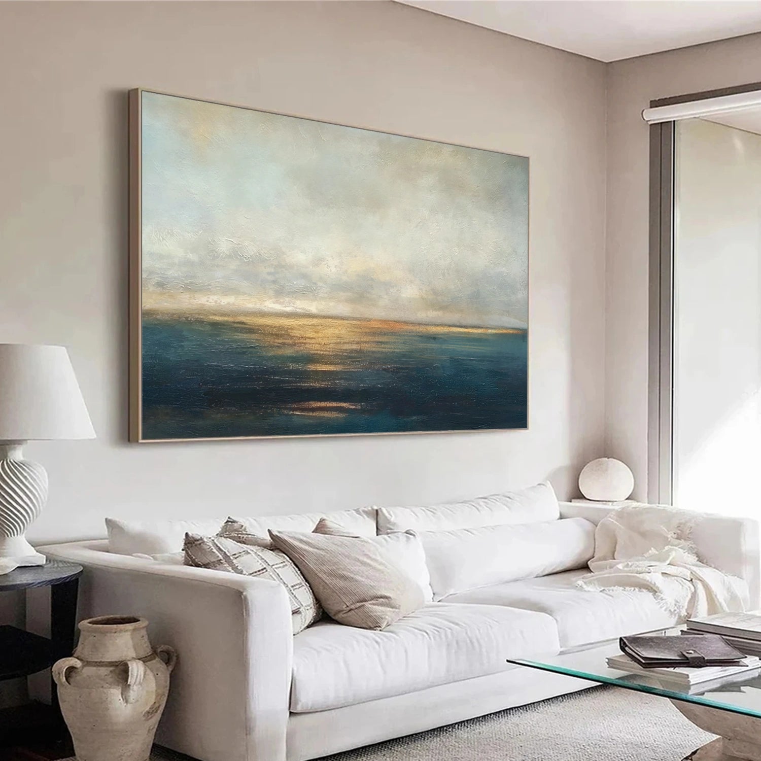 Blue and Gold Abstract Canvas Art #WS899