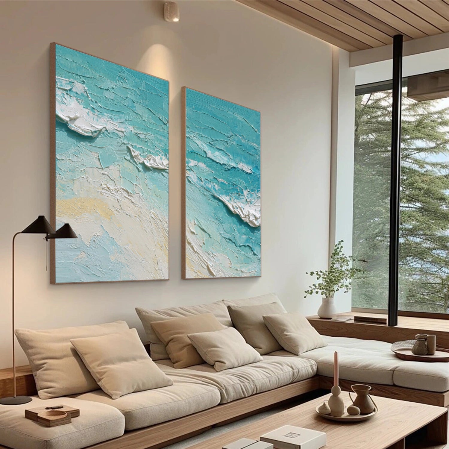 Sea & Sky Abstract Textured Wall Art Set of 2 #MS155