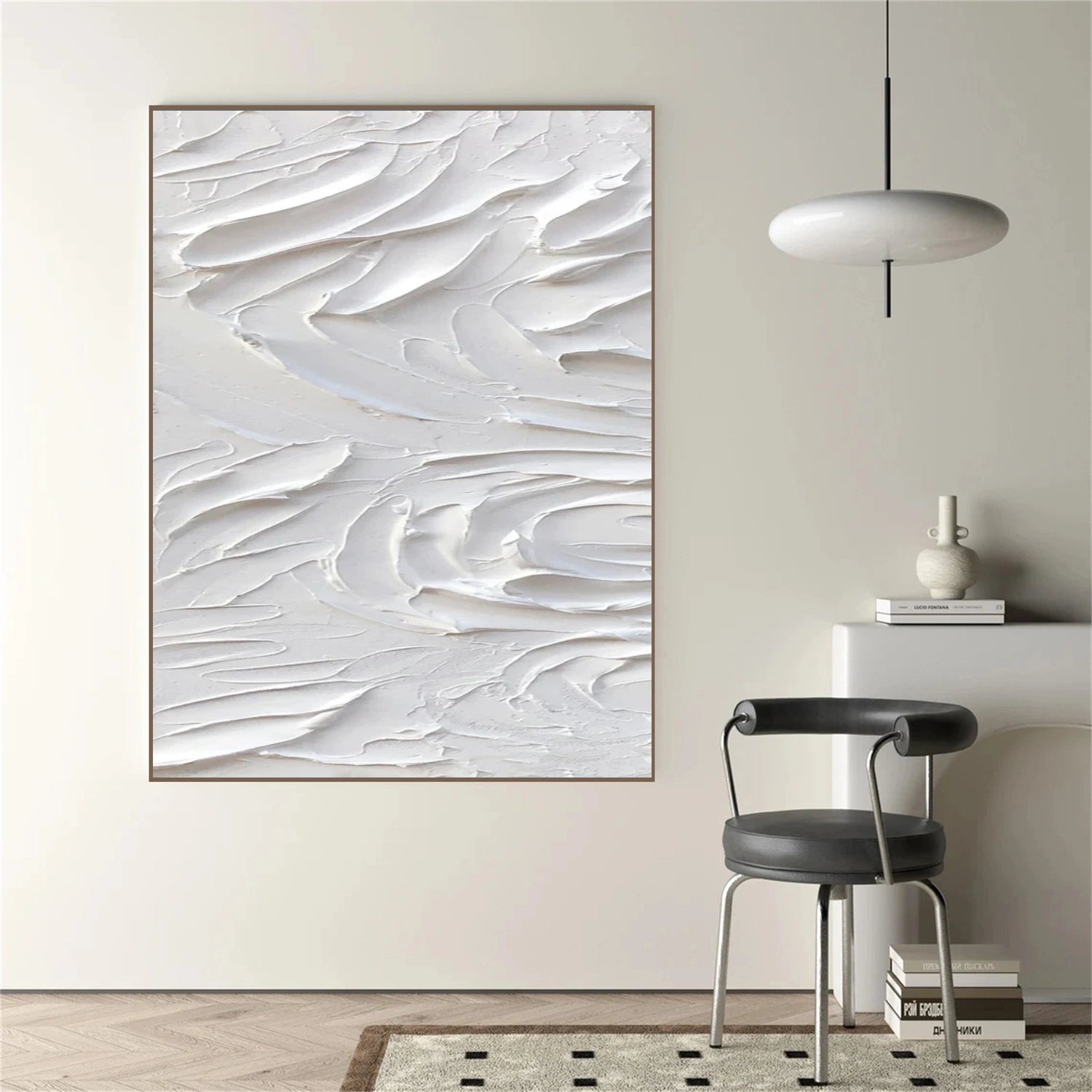 White Minimalistic Textured Art #MM239