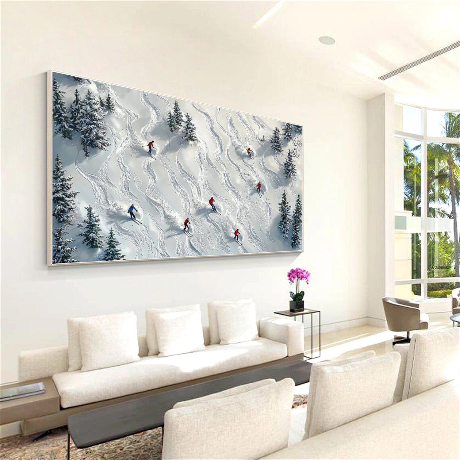 Skiing Sport Textured Wall Art #SA043