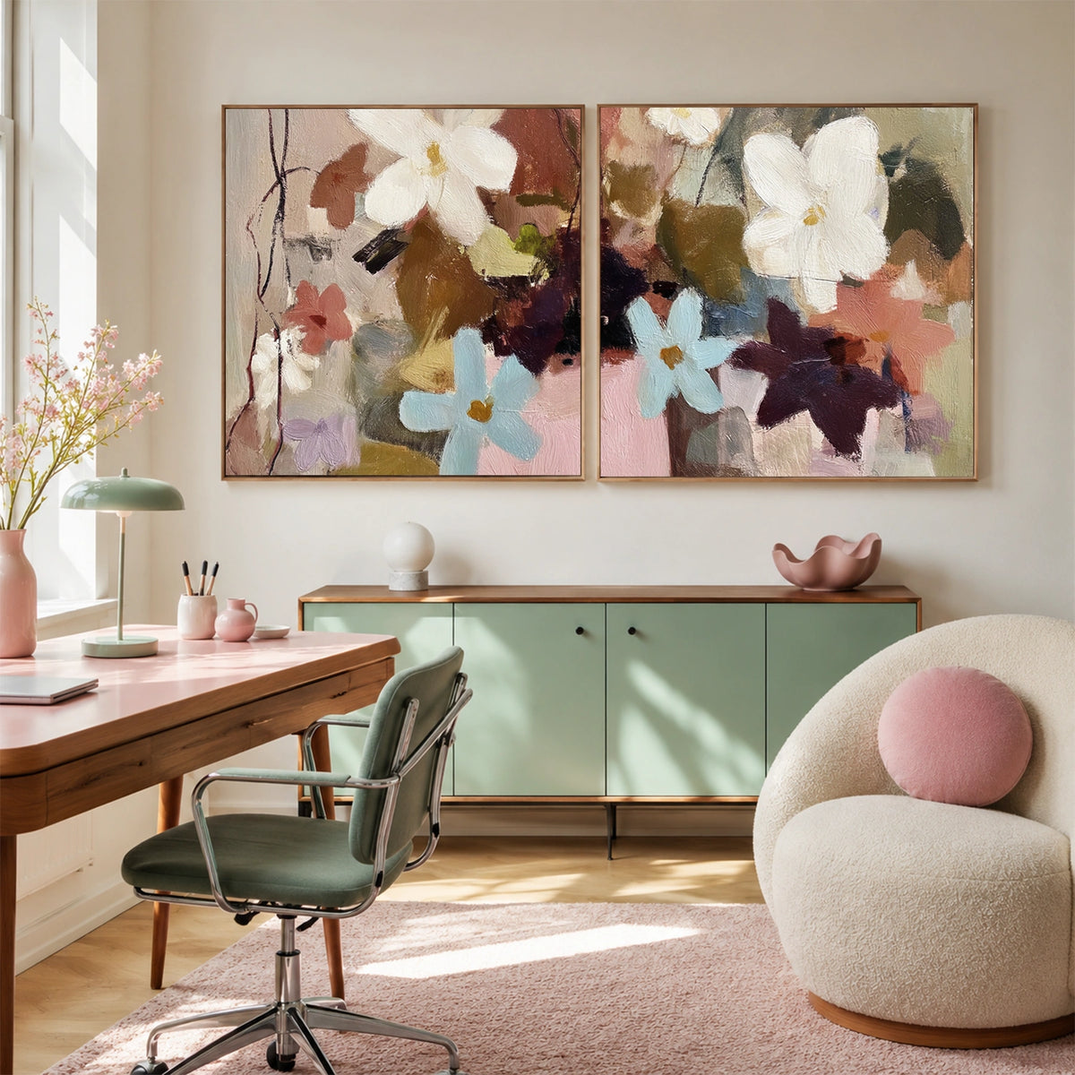 Flower & Tree Abstract Wall Art Set of 2 #ML274