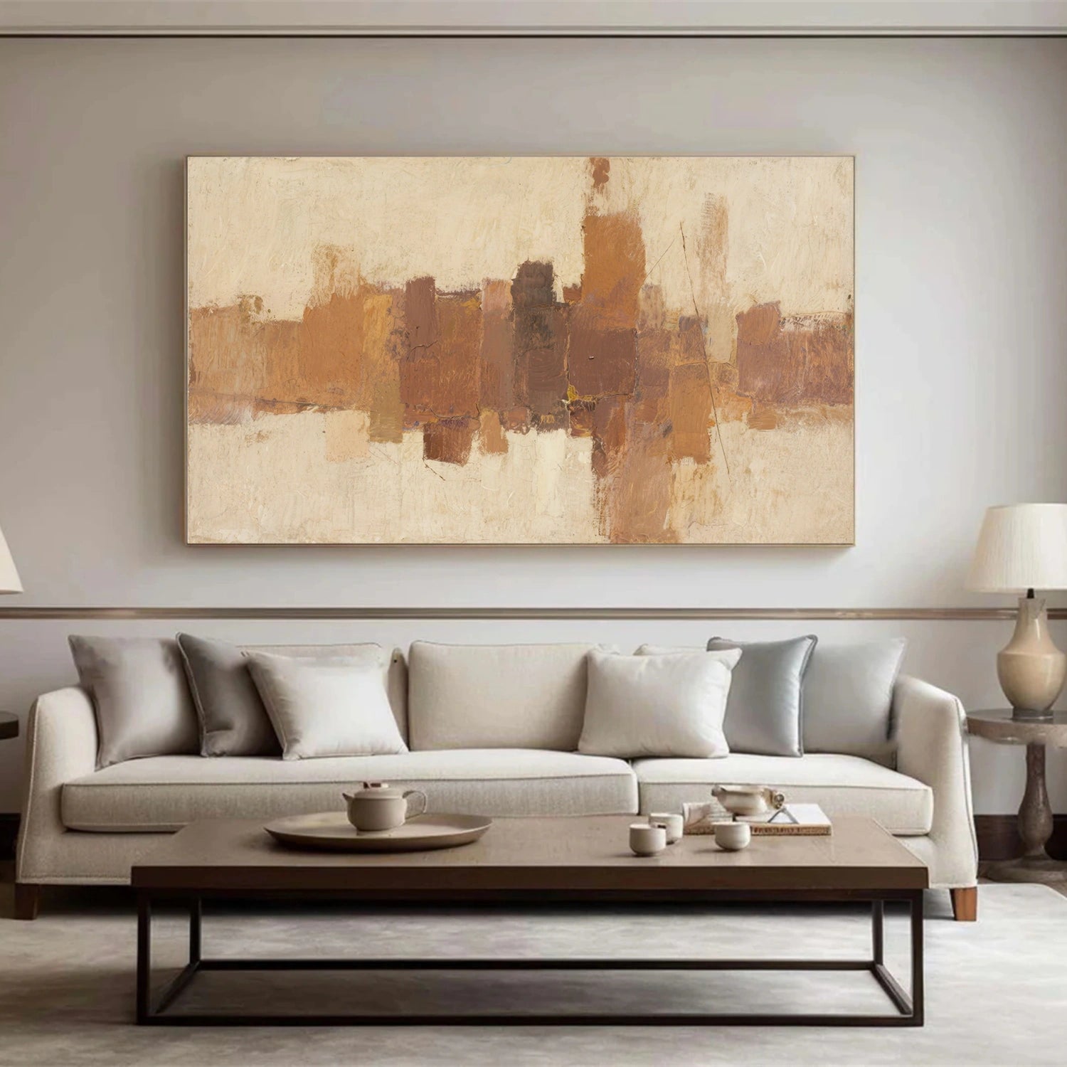 Beige and Brown Abstract Canvas Art #WS760