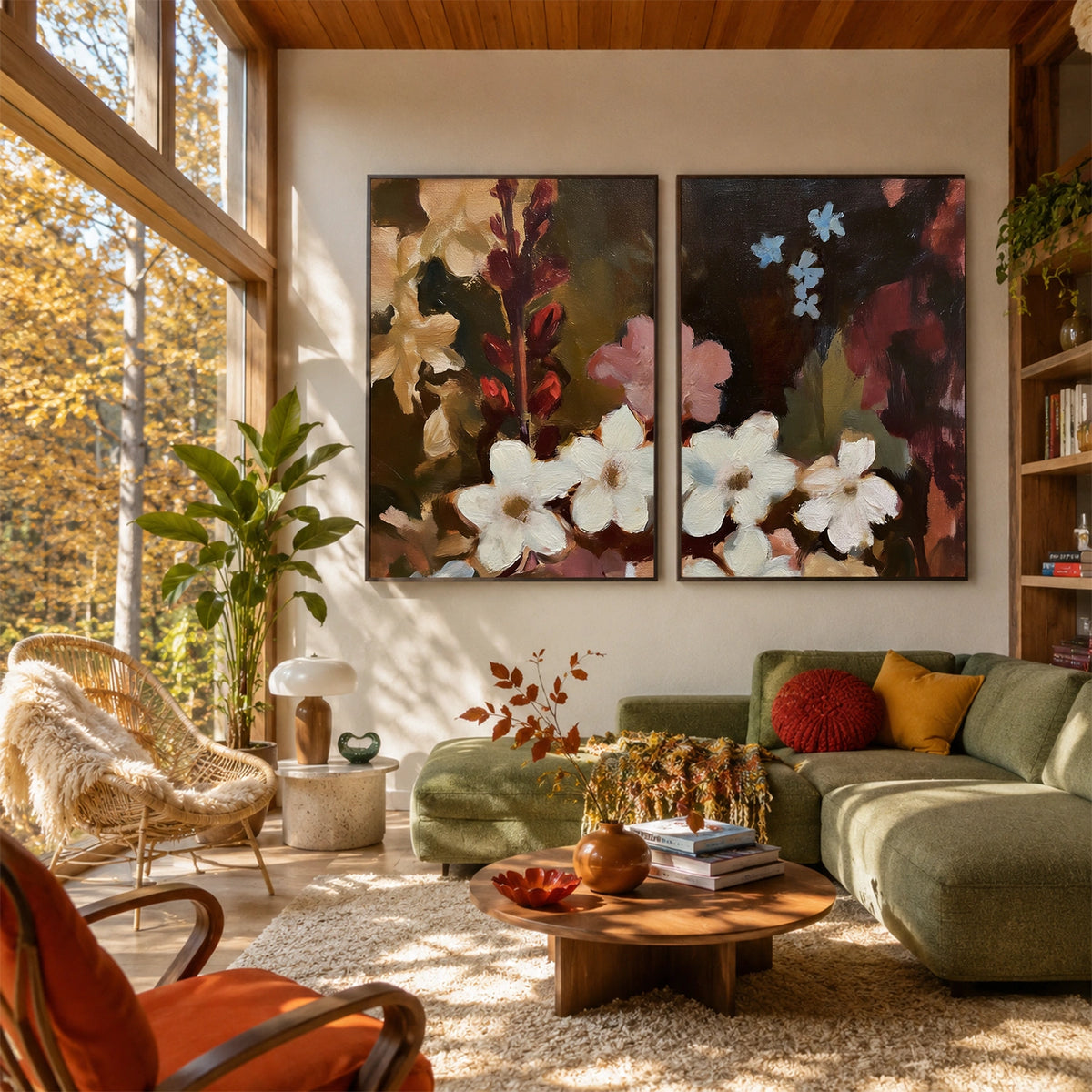 Flower & Tree Abstract Wall Art Set of 2 #ML273