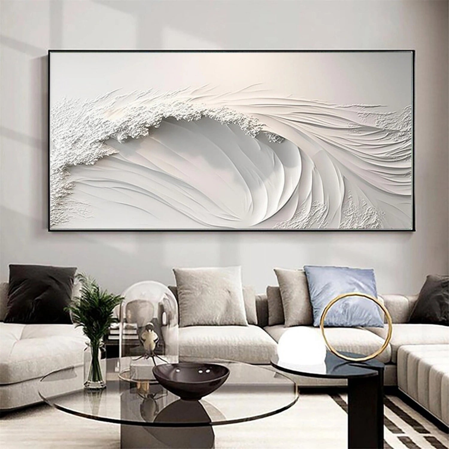 White Minimalistic Ocean Textured Art #MM216