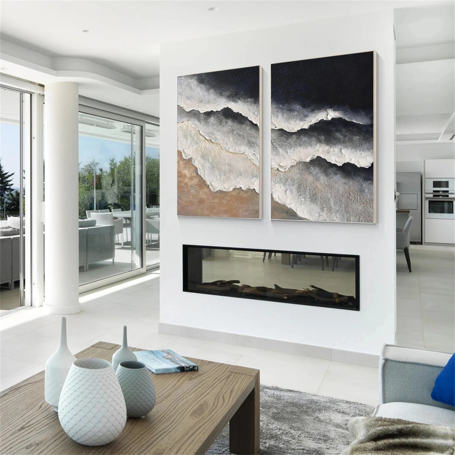 Sea & Sky Abstract Textured Wall Art Set of 2 #MS277