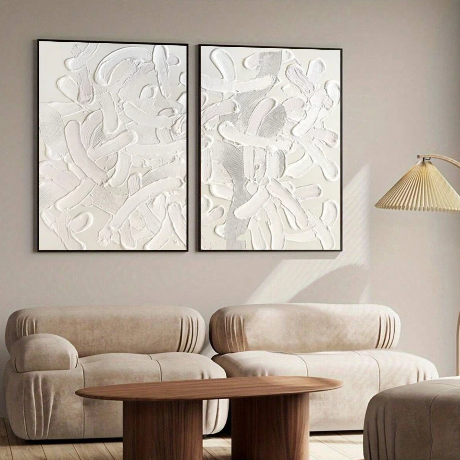White Minimalist Textured Canvas Art Set of 2 #MM291