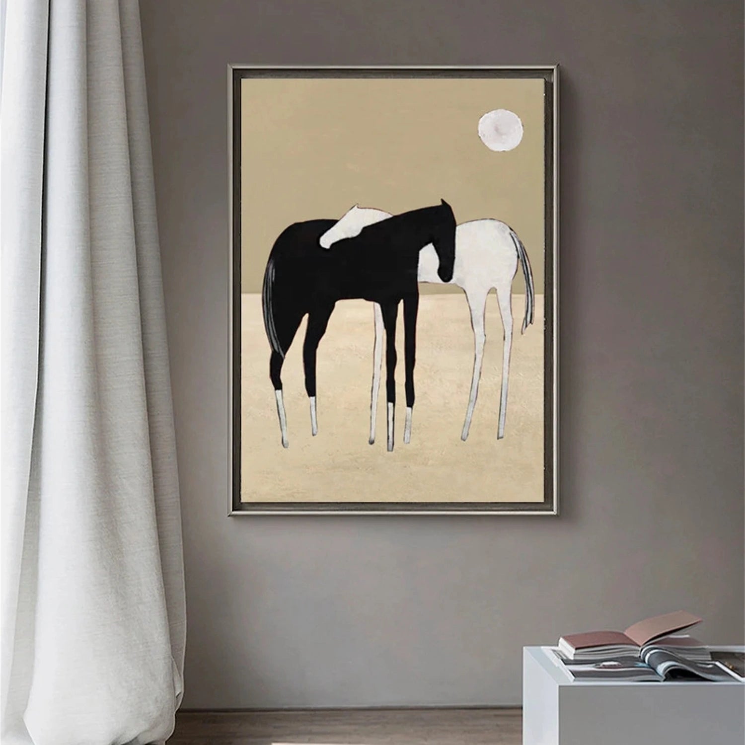 Black and White Horse Abstract Animal Wall Art #AL073