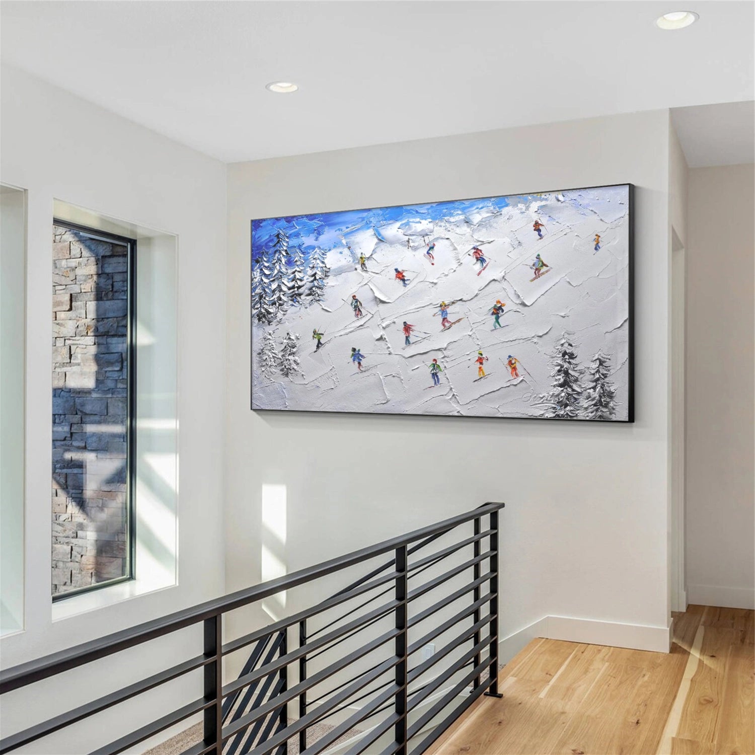 Skiing Sport Textured Wall Art #SA048