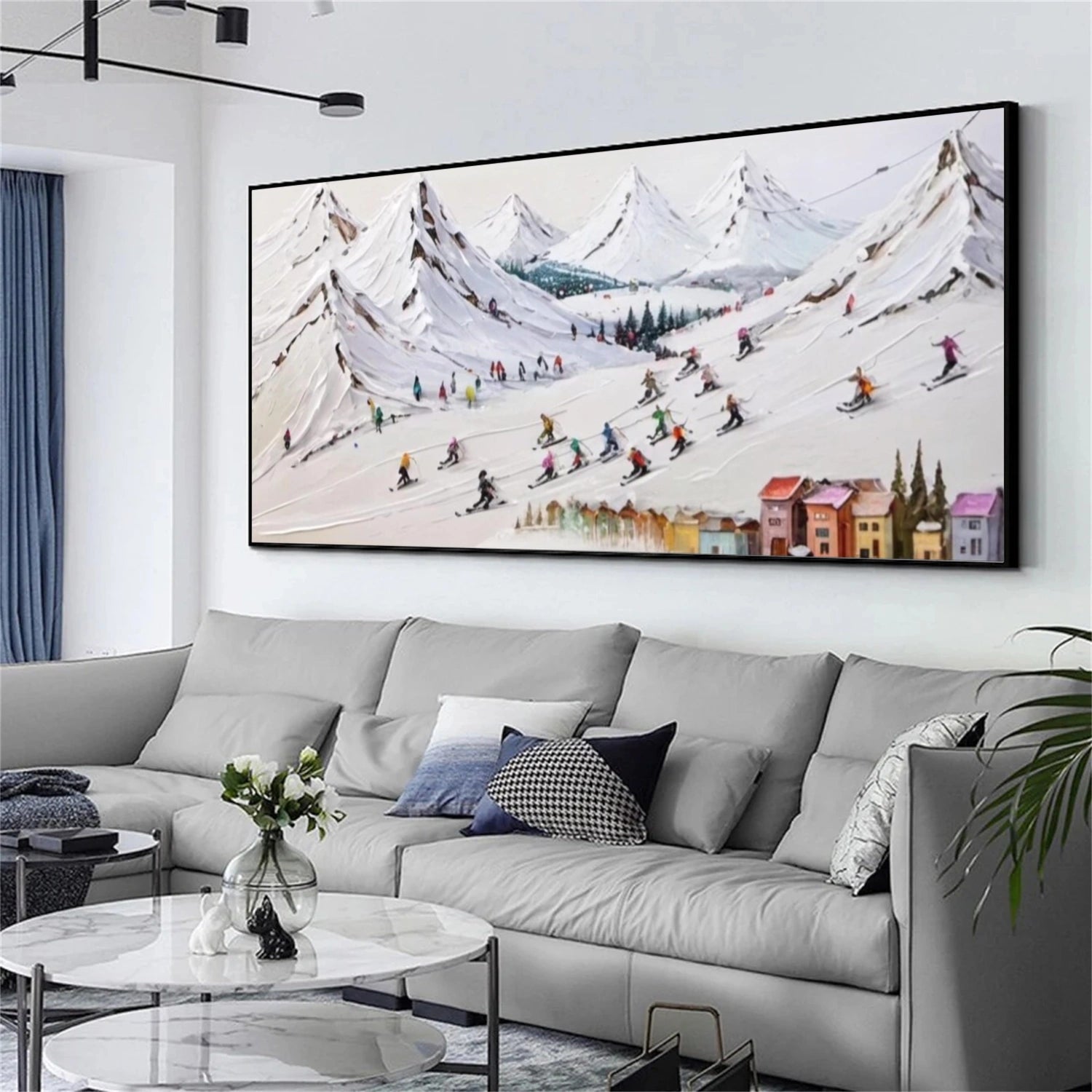 Skiing Sport Textured Wall Art #SA045