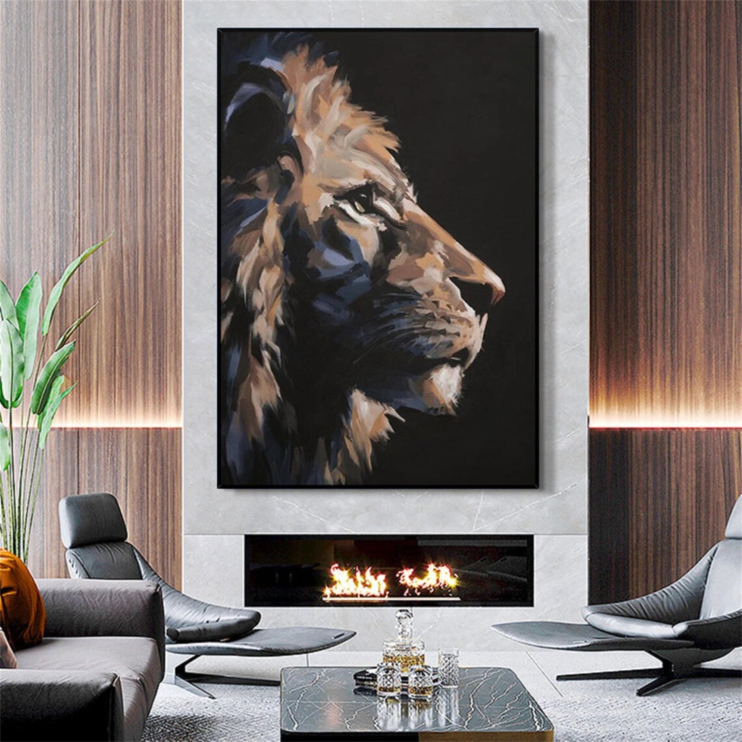 Black and Brown Abstract Animal Wall Art #AL055