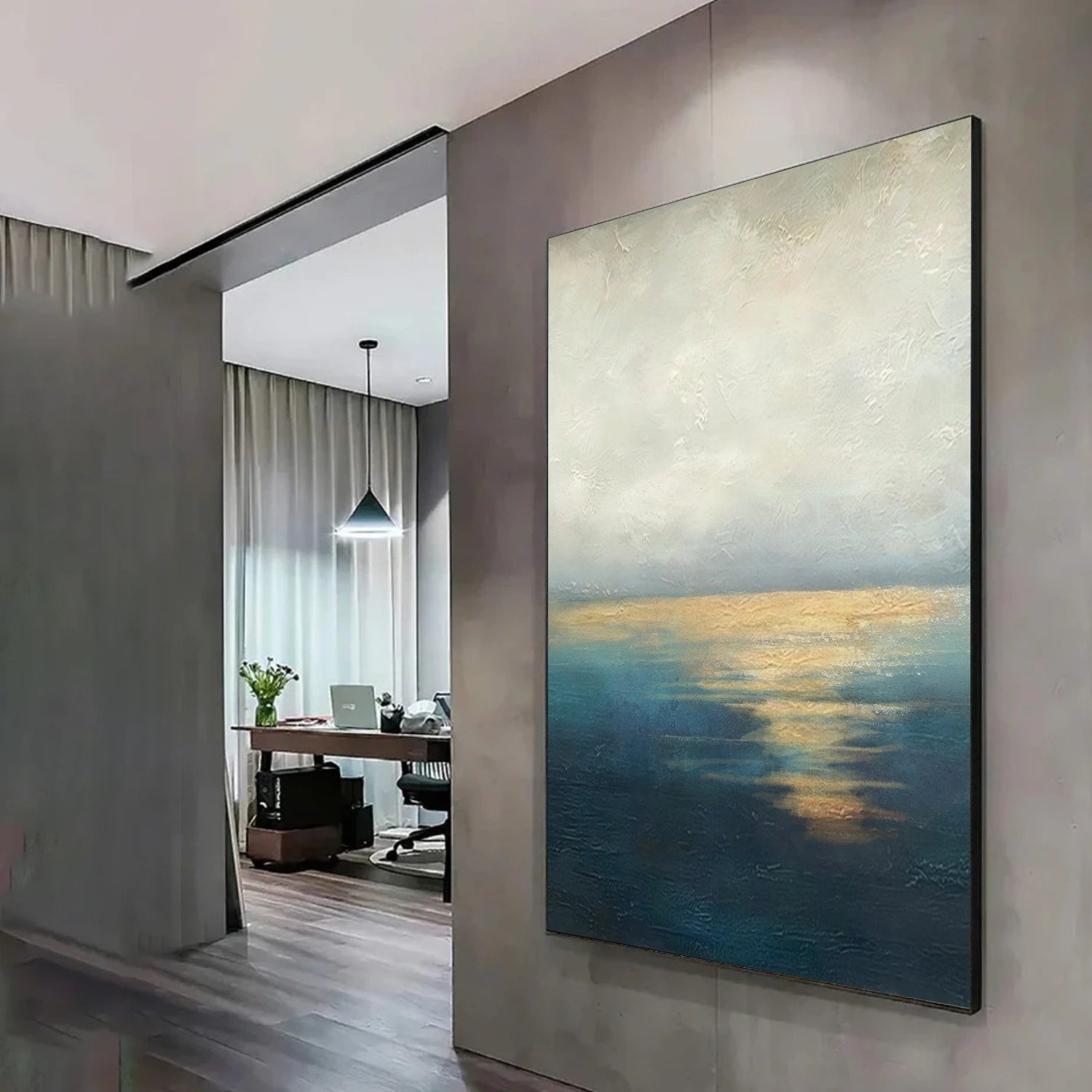 Blue and Gold Abstract Canvas Art #WS903