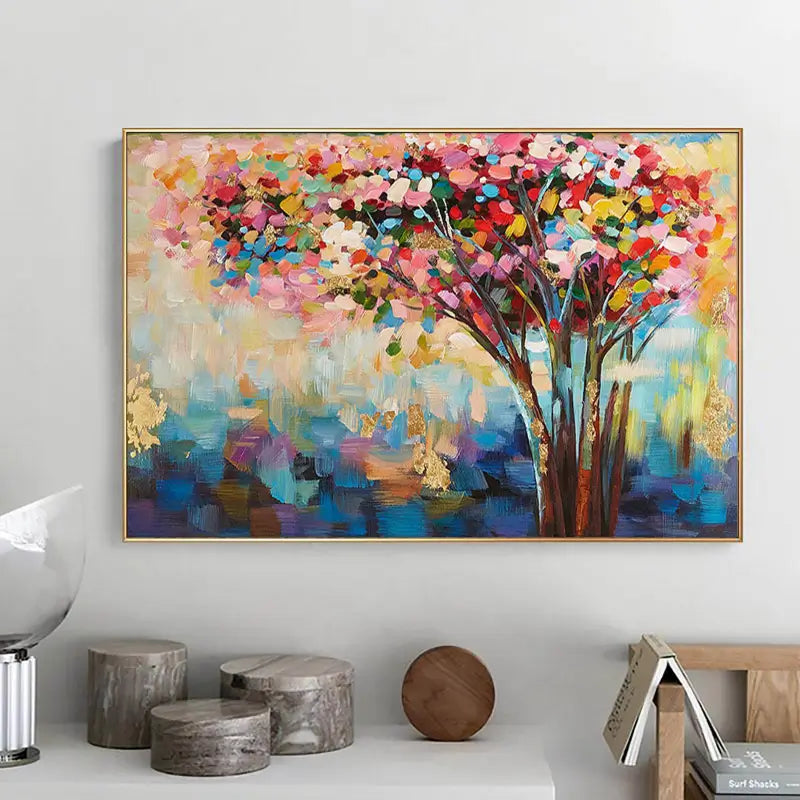 Colorful Flower & Tree Abstract  Wall Art #ML001