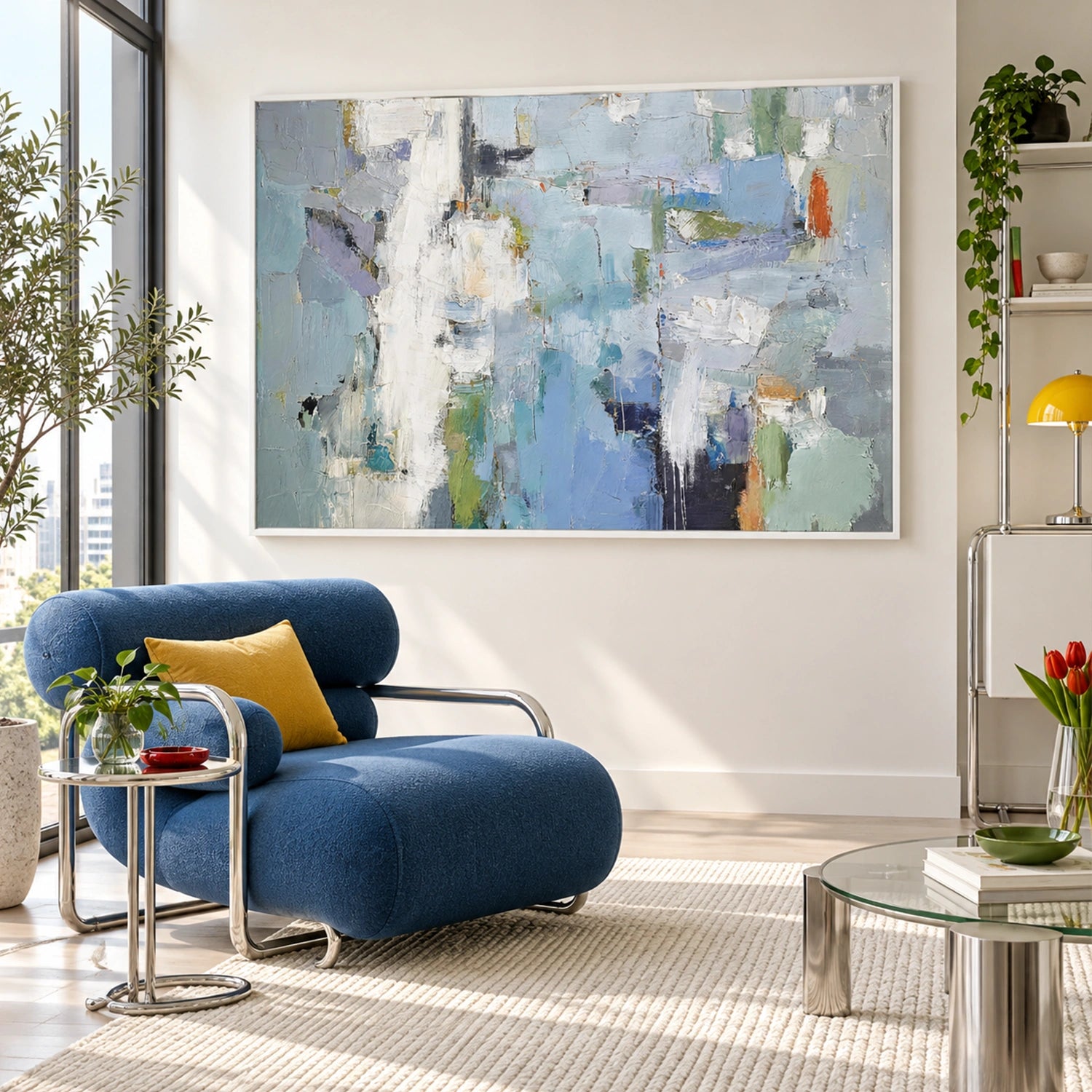 Blue Abstract Canvas Art #WS1147