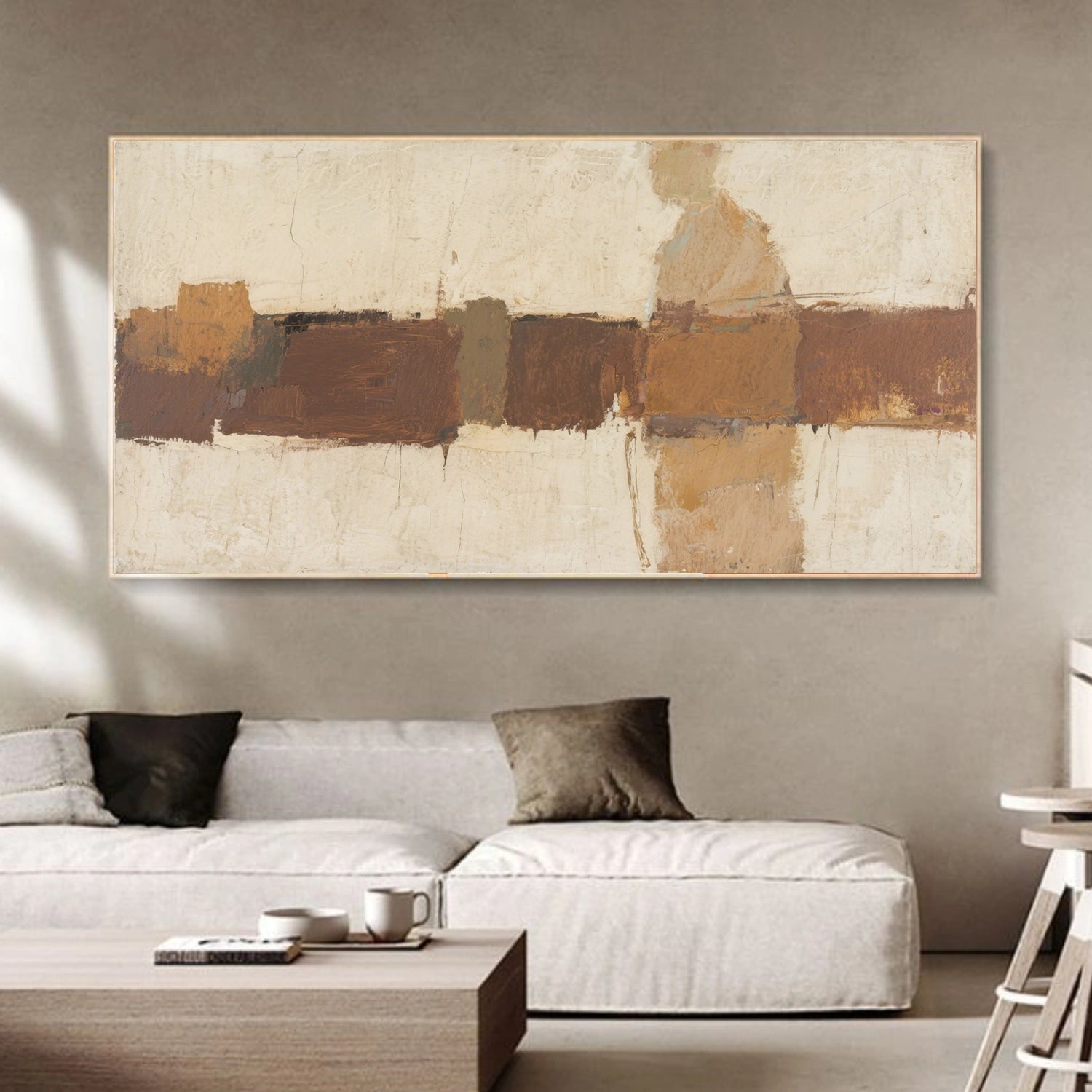 Beige and Brown Abstract Canvas Art #WS759
