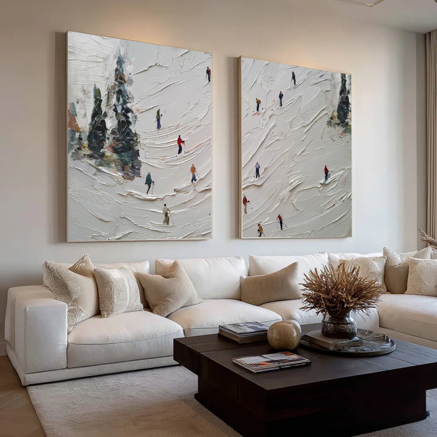 Skiing Sport Textured Wall Art Set of 2 #SA075