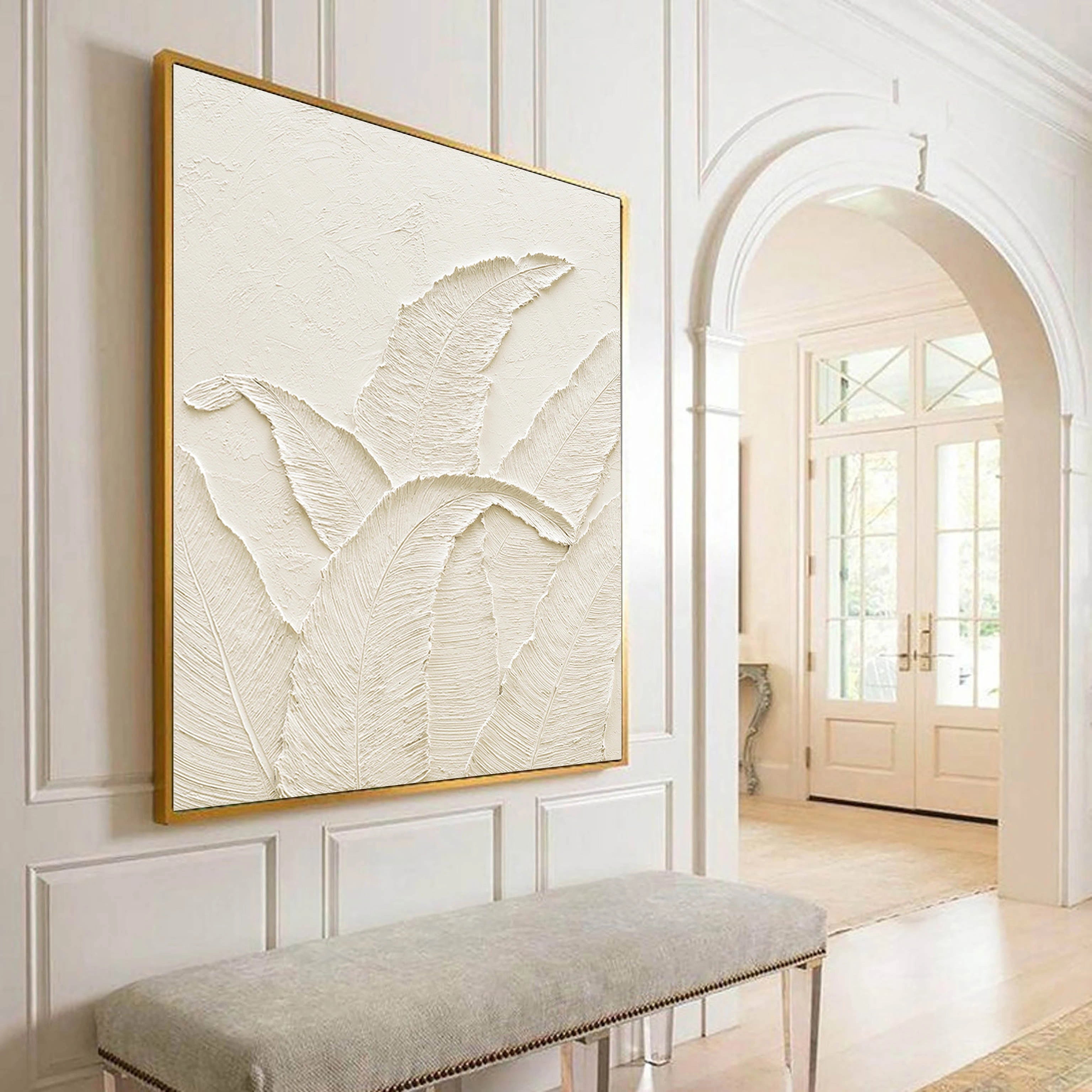 3D Textured Plaster Minimalist Painting White Wall Decor
