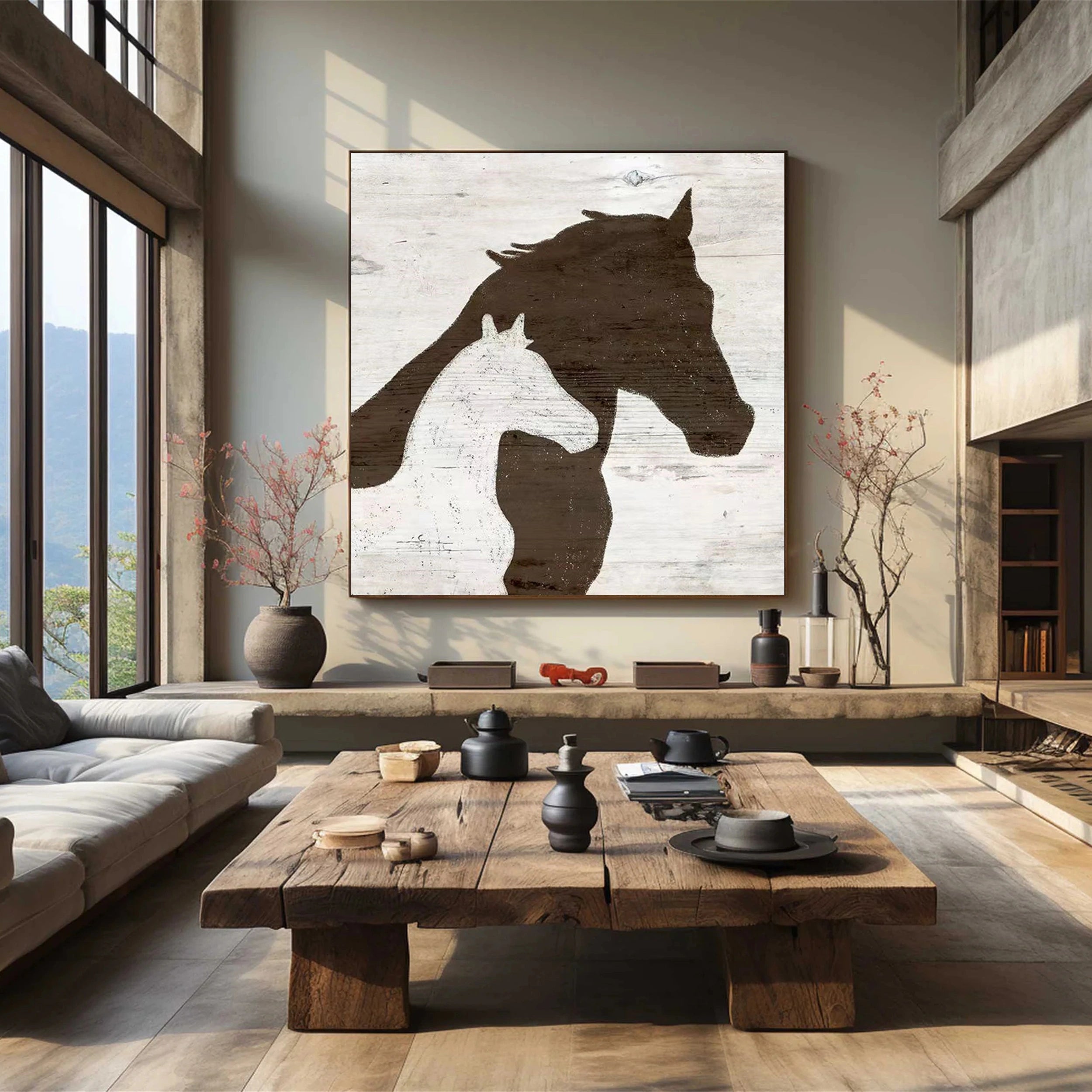 White Horse Abstract Animal Wall Art #AL028