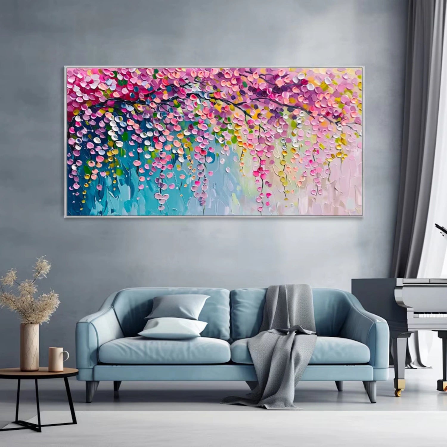 Colorful Flower & Tree Abstract Textured Wall Art #ML069