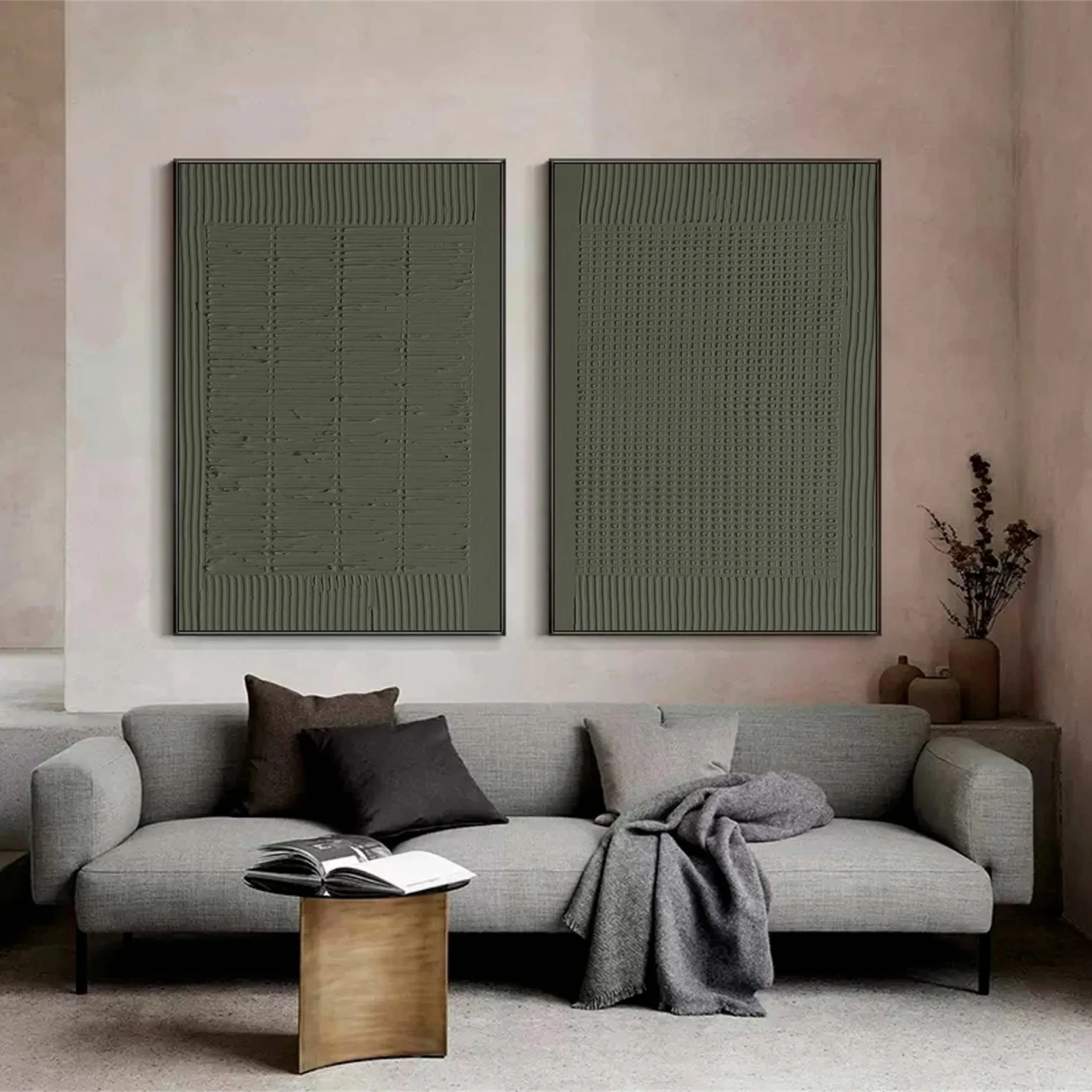 Green Texture Art Set of 2#GT015