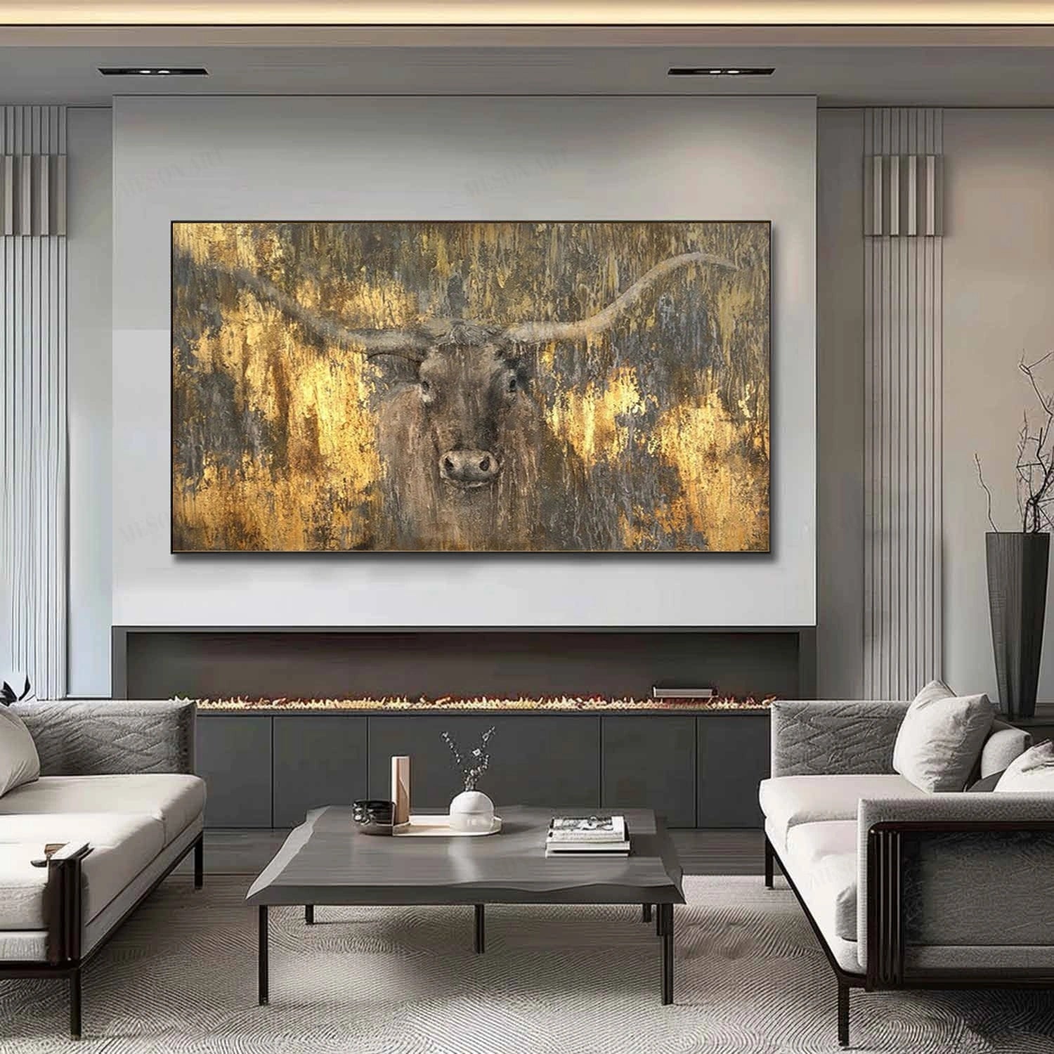 Gold and Brown Abstract Animal Wall Art #AL081