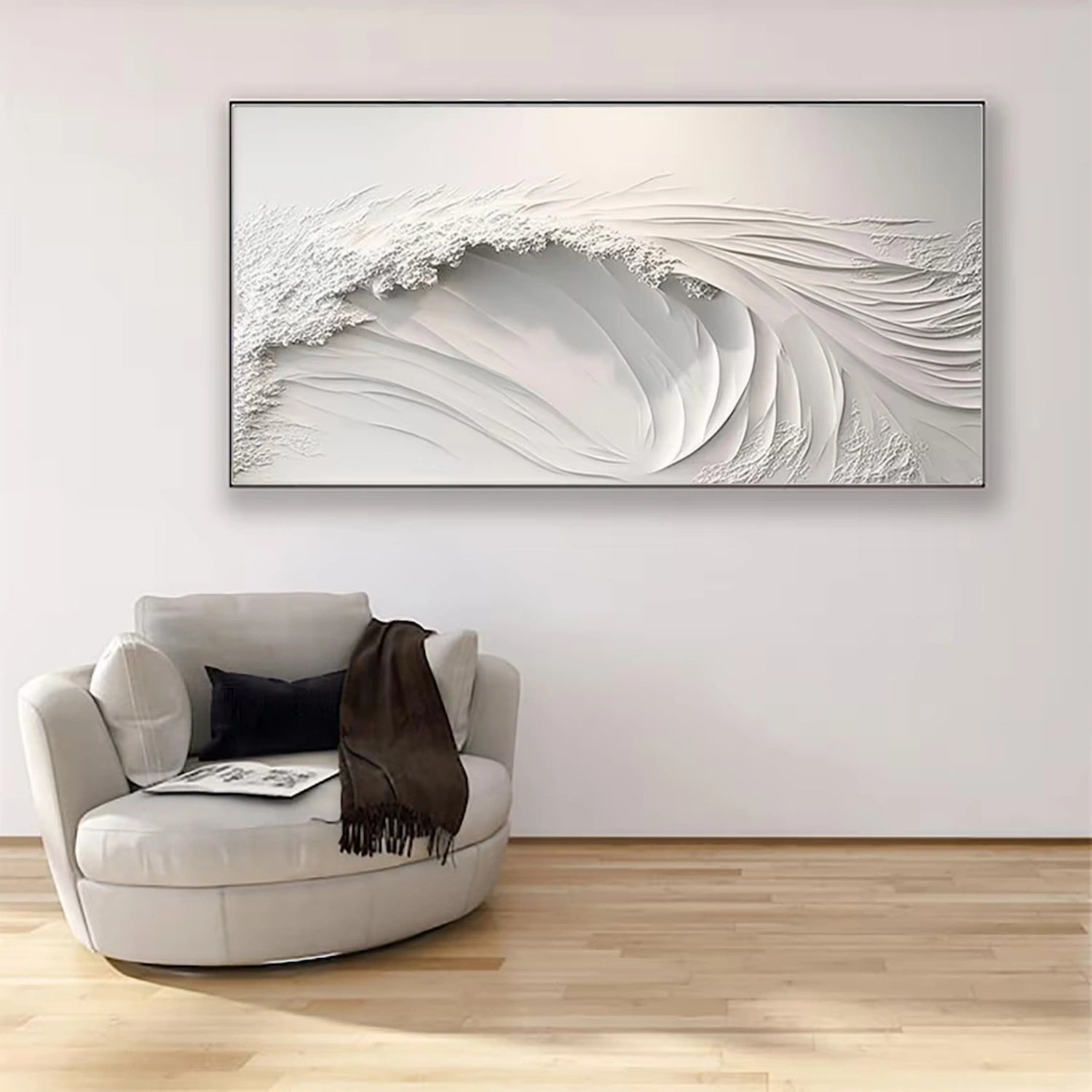 White Minimalistic Ocean Textured Art #MM216