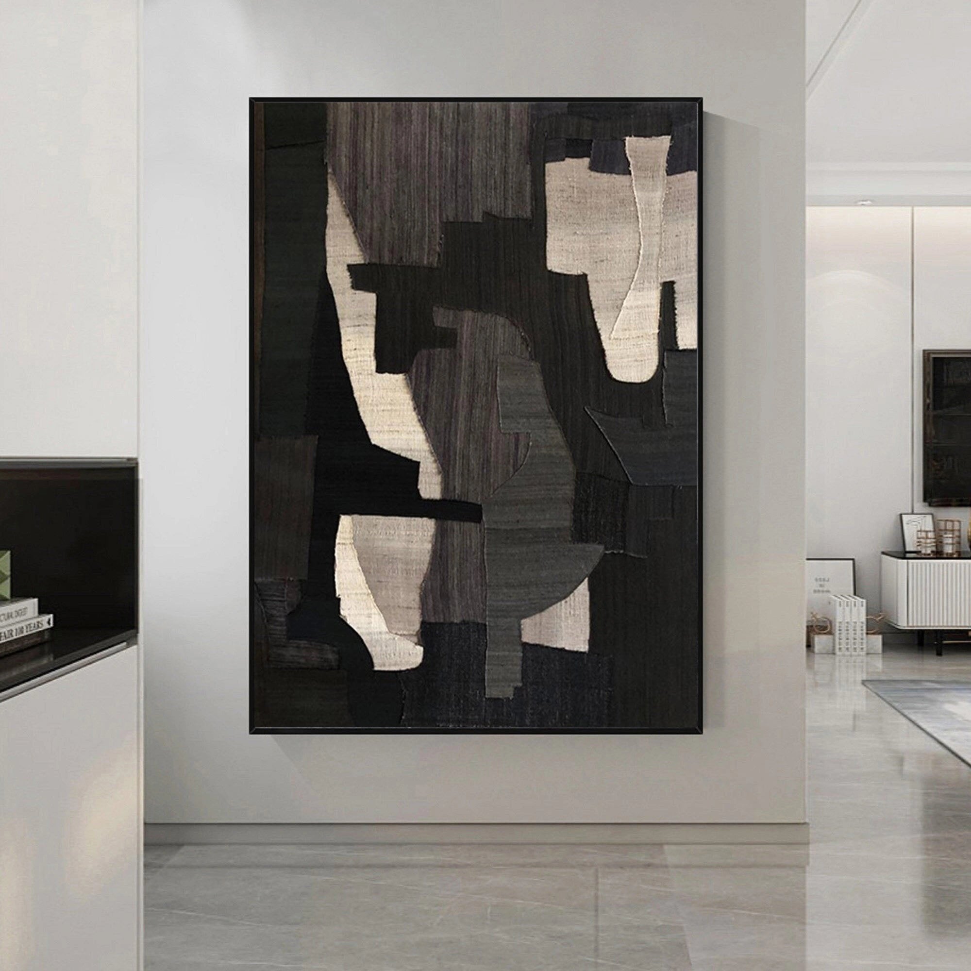 3D Textured Wabi Sabi Minimalist Wall Art Modern Abstract Painting On Canvas For Living Room/Bedroom