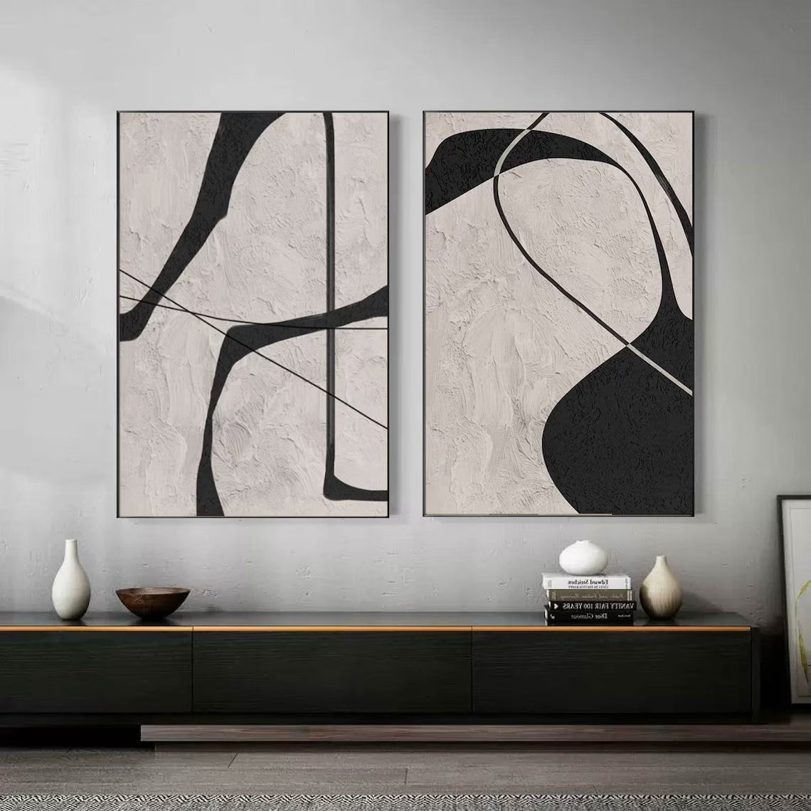 Frameless(Stretched Only) Abstract Tranquility Set of 2 #WS110