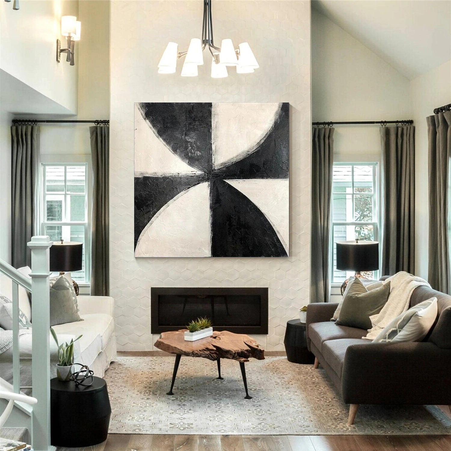 Black and White Minimalist Canvas Art #MZ111