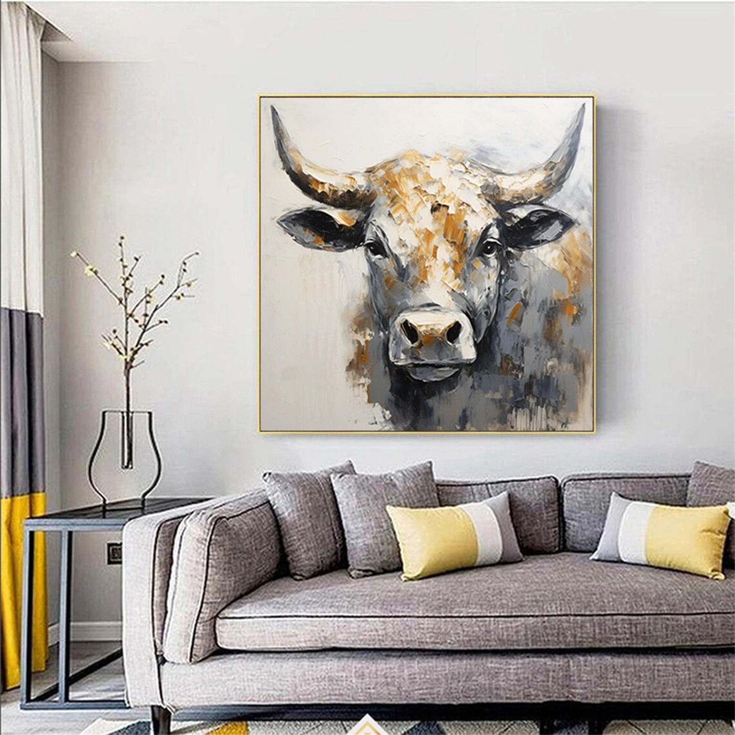 Beige and Black Abstract Animal Wall Art #AL062