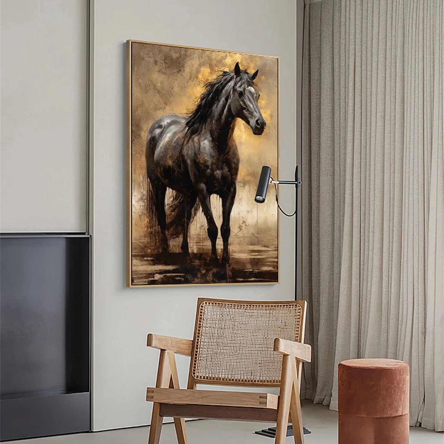 Beige and Brown House Abstract Animal Wall Art #AL056