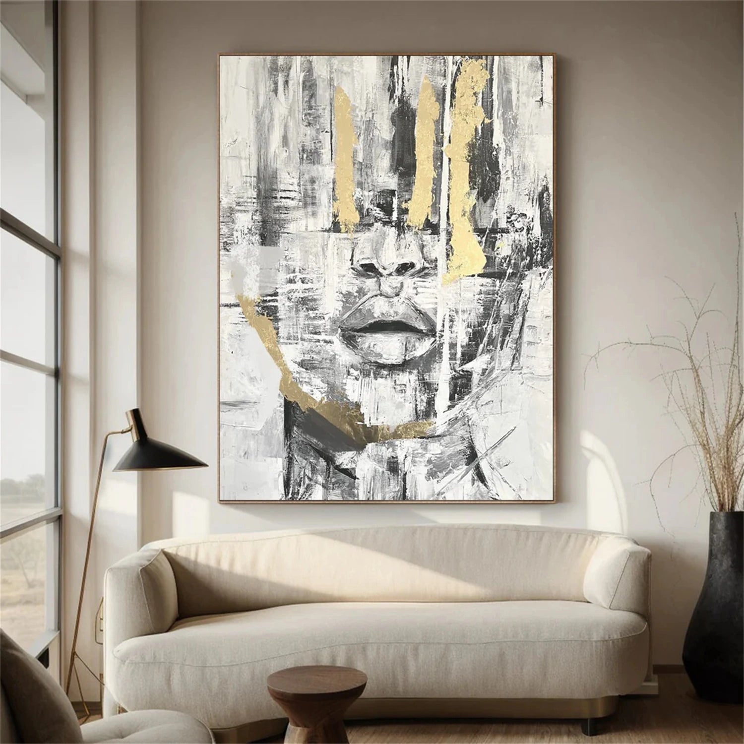 Abstract Portrait Black and White Painting #AP023