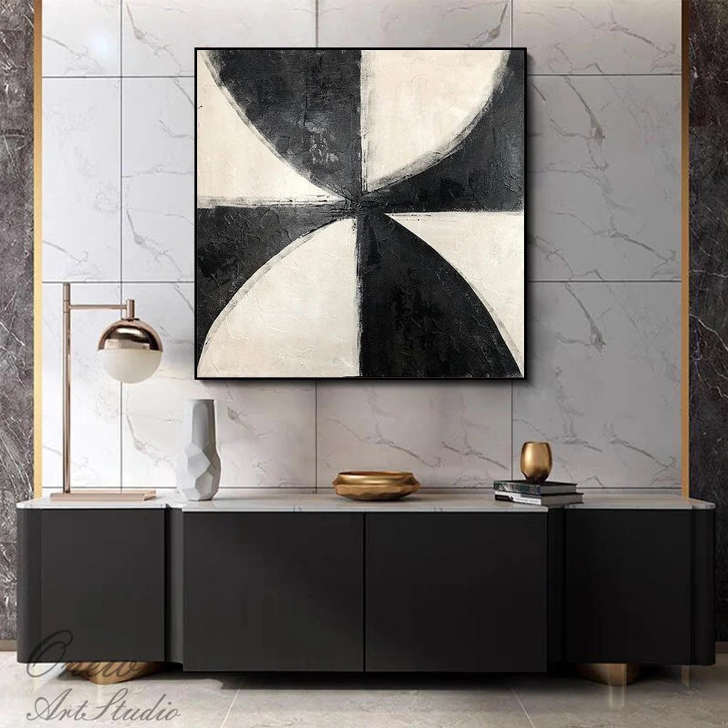 Black and White Minimalist Canvas Art #MZ111