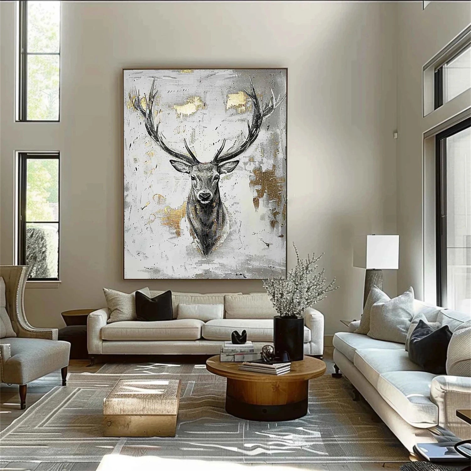 Black and White Abstract Animal Wall Art #AL080