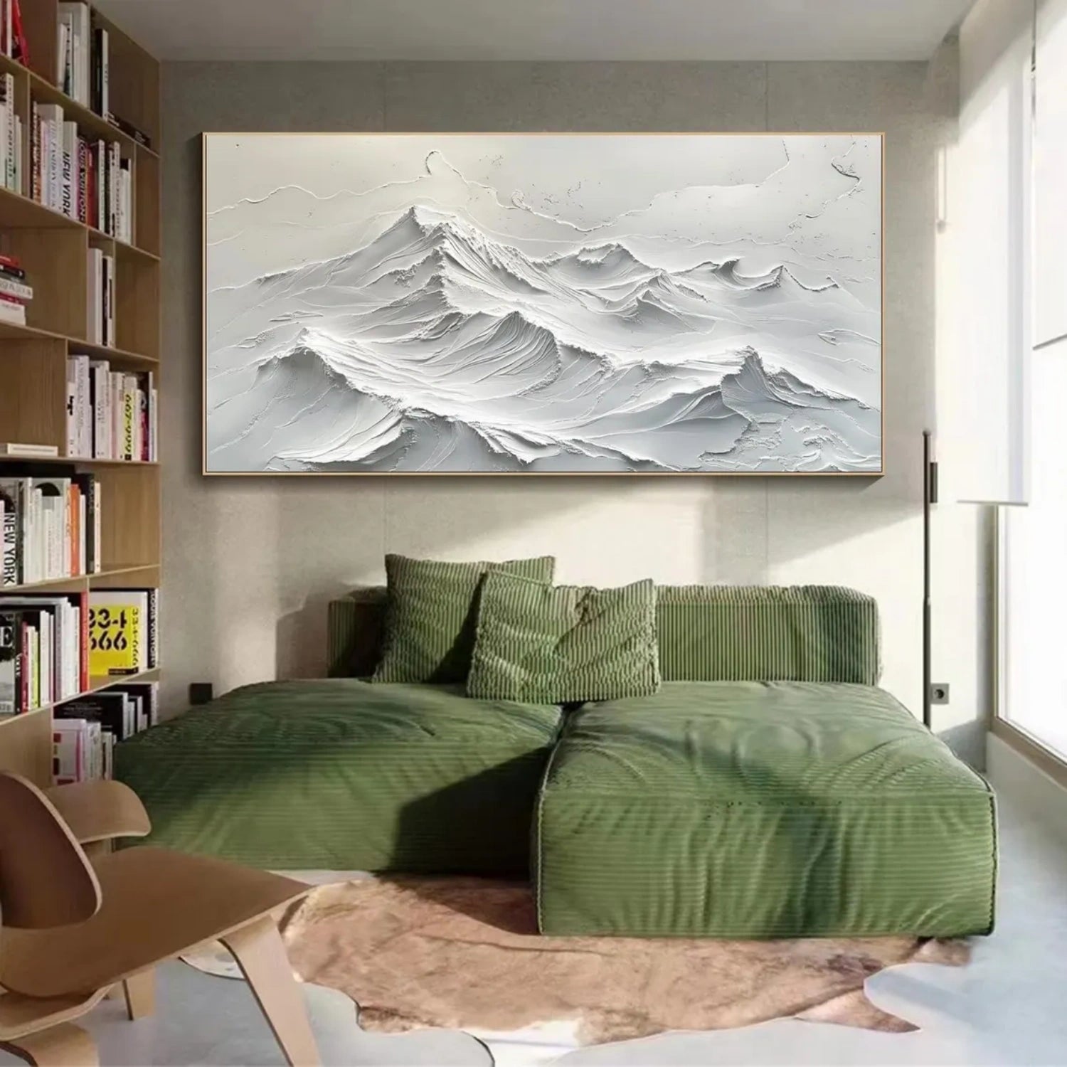 White Minimalistic Mountain Textured Art #MM208