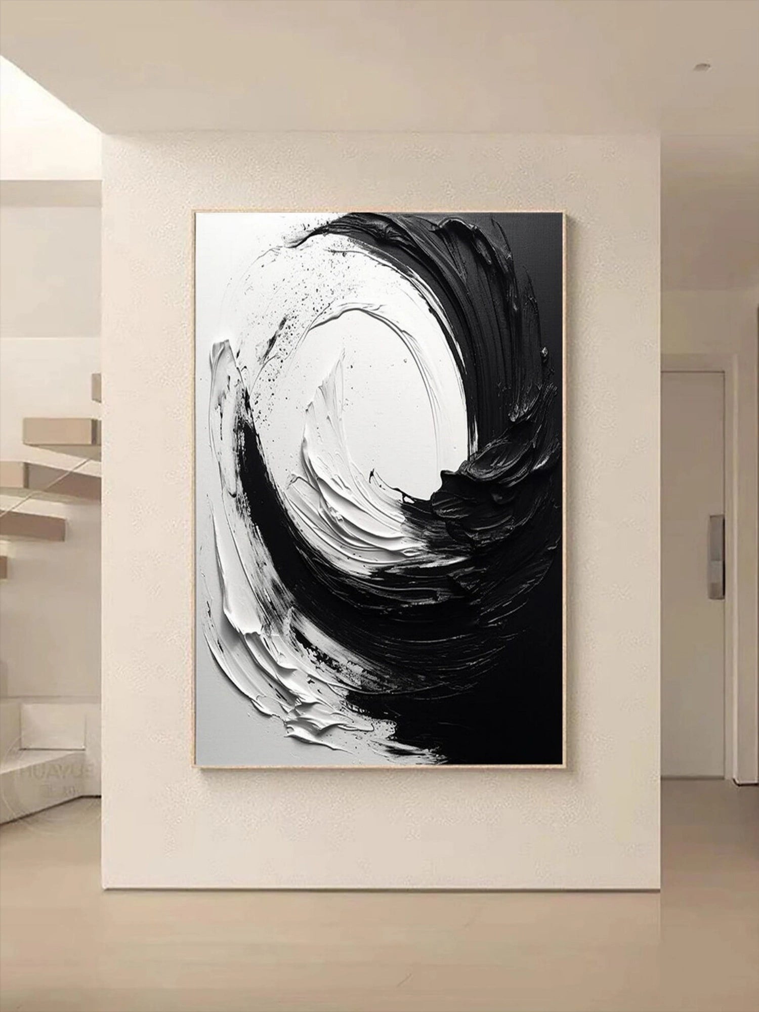 White and Black Minimalistic Textured Art #MM213