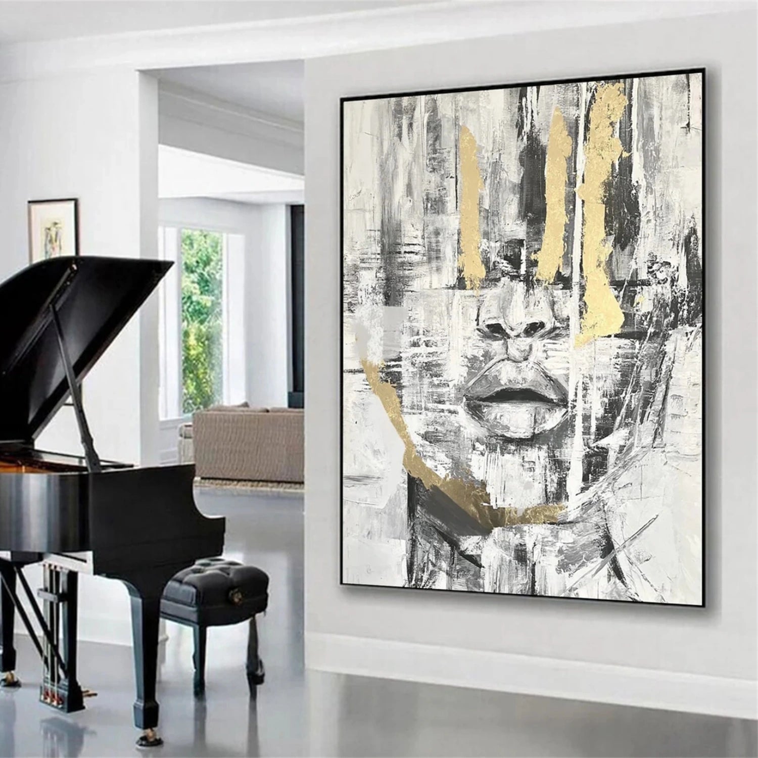 Abstract Portrait Black and White Painting #AP023