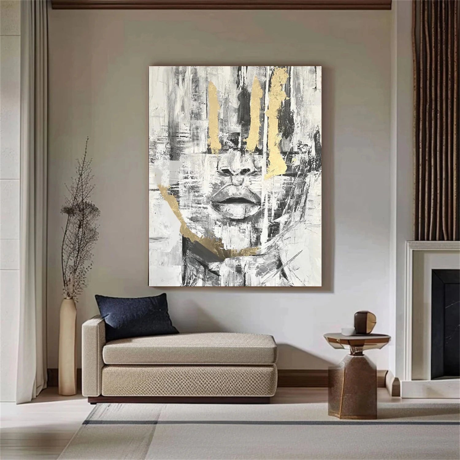 Abstract Portrait Black and White Painting #AP023