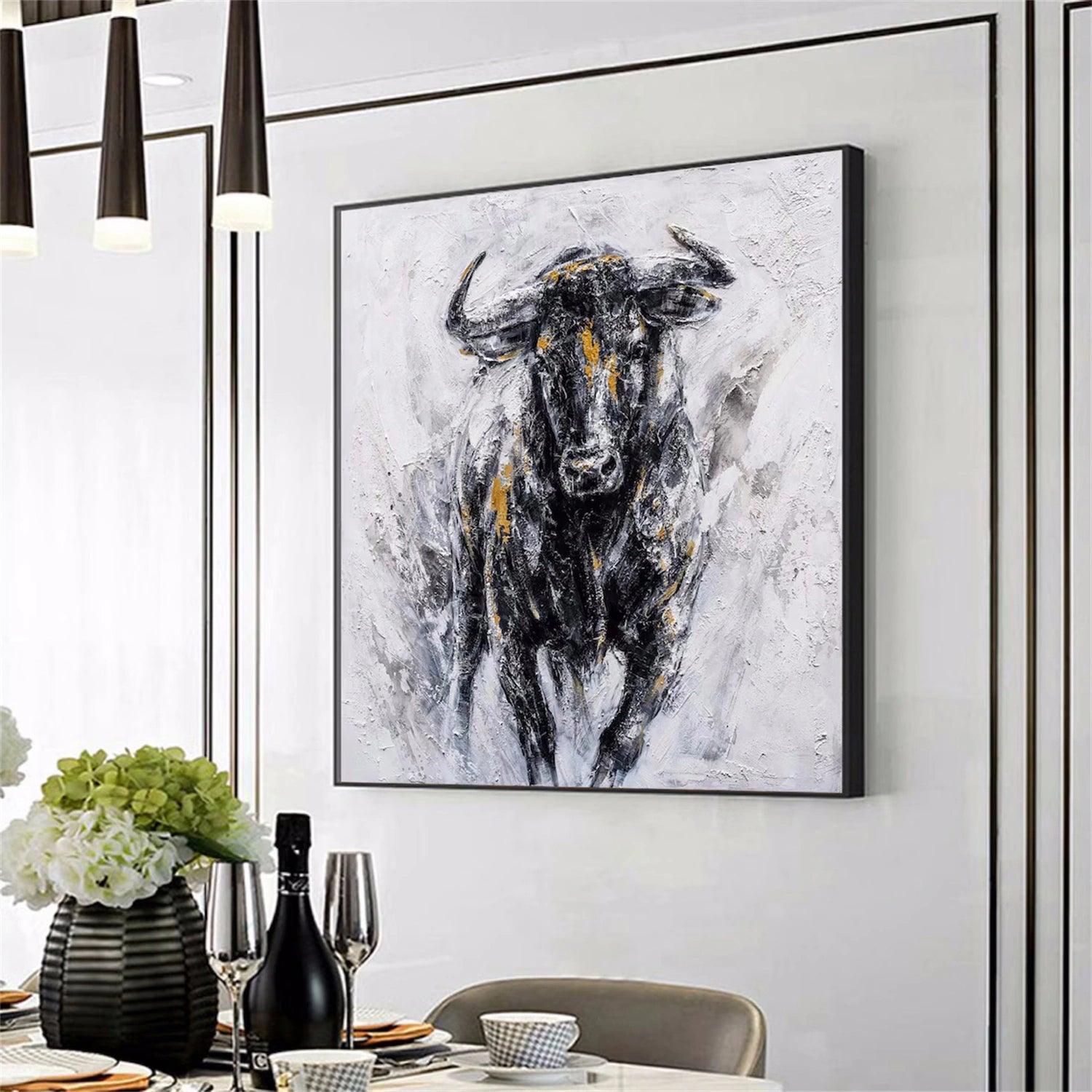 Black and White Abstract Animal Wall Art #AL053