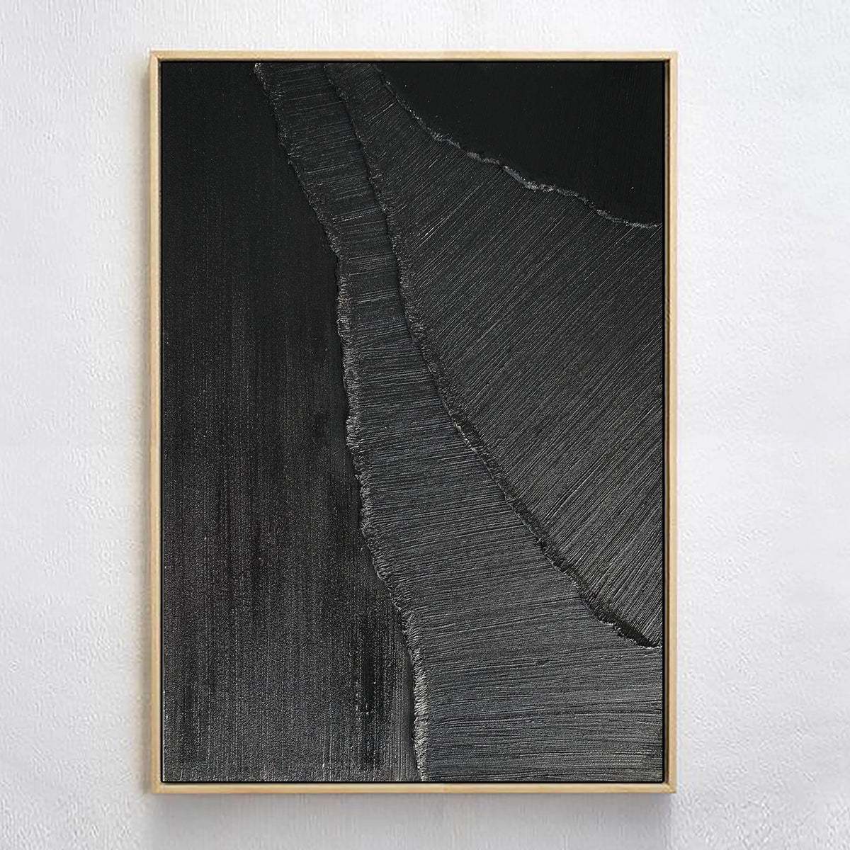 Plaster Art 3D Textured Black Minimalist Zen Canvas Art Painting