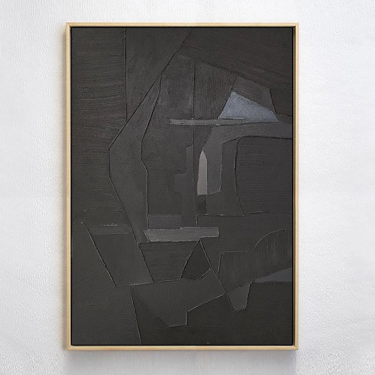 Original Minimalist Charcoal Grey Painting on Canvas for Living