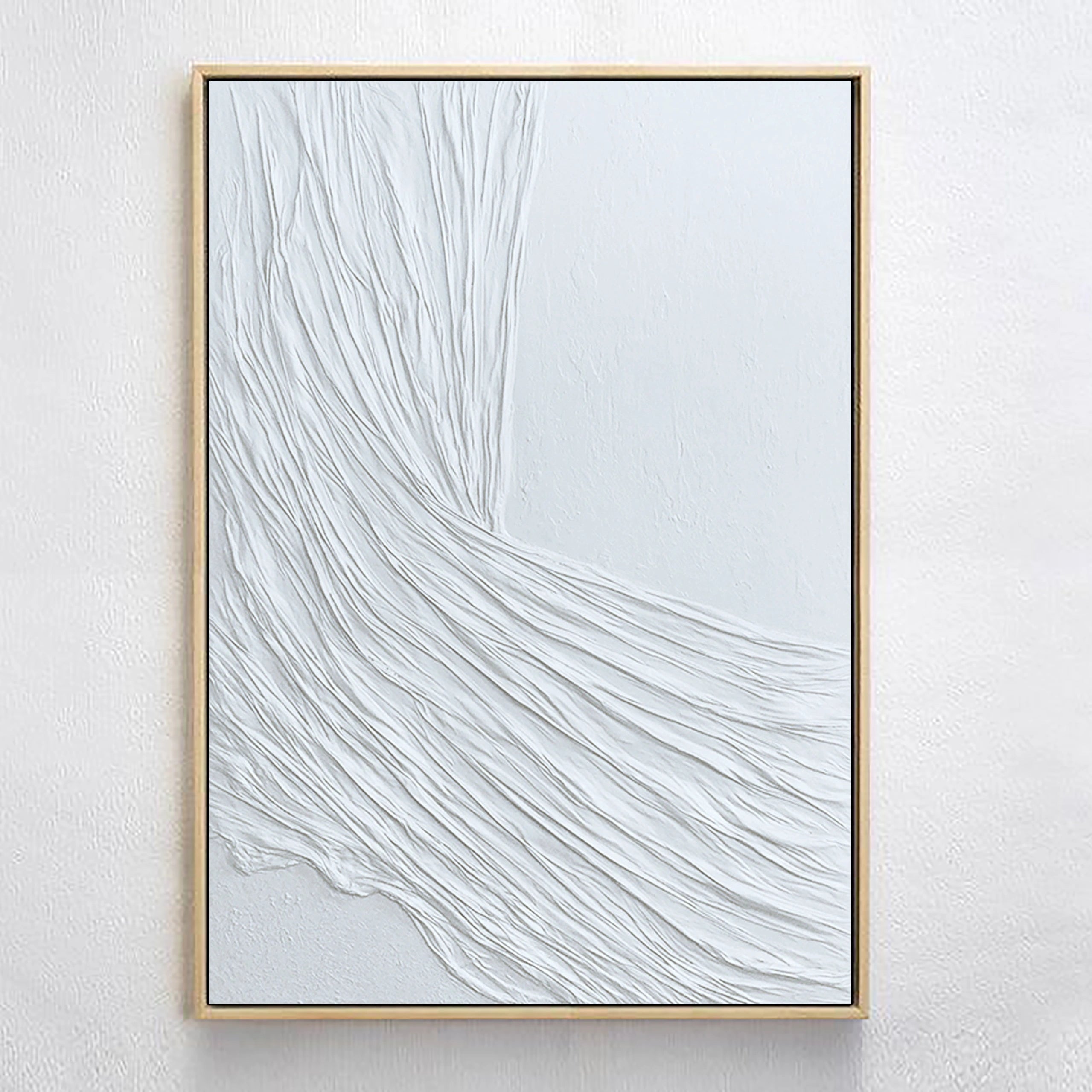 3D Textured White Minimalistic Plaster Painting on Canvas Original