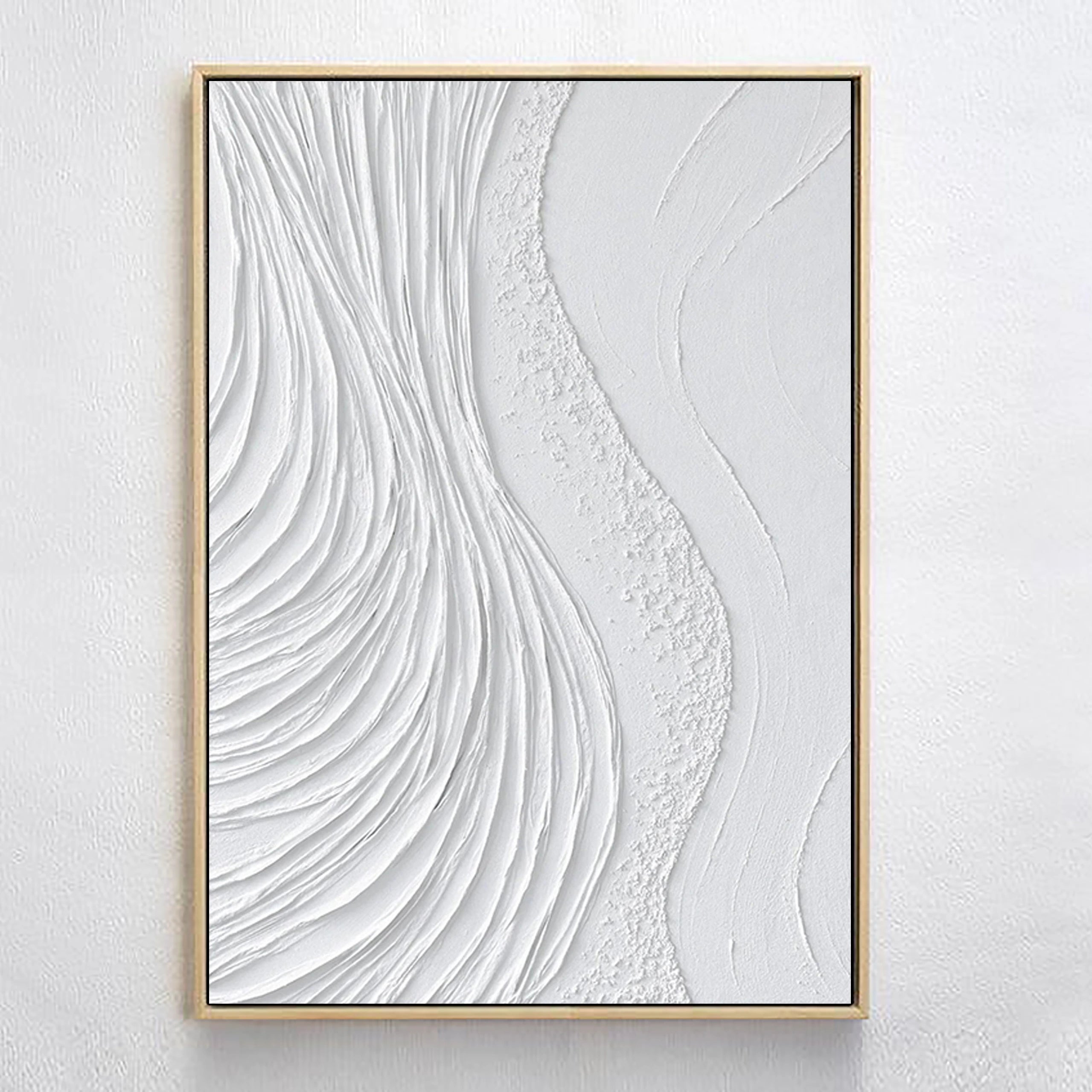 White Surf Minimalist Wall Art Large Abstract Plaster Painting On ...